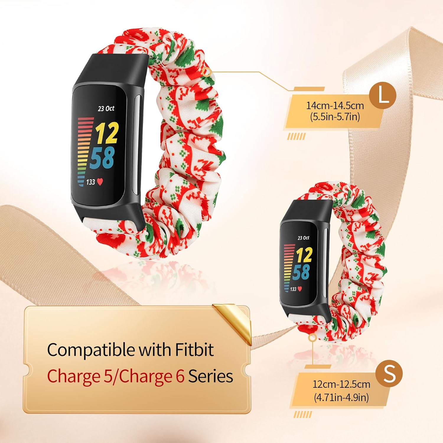 Detalle de Ecogbd Elastic Scrunchie Strap for Fitbit Charge 6