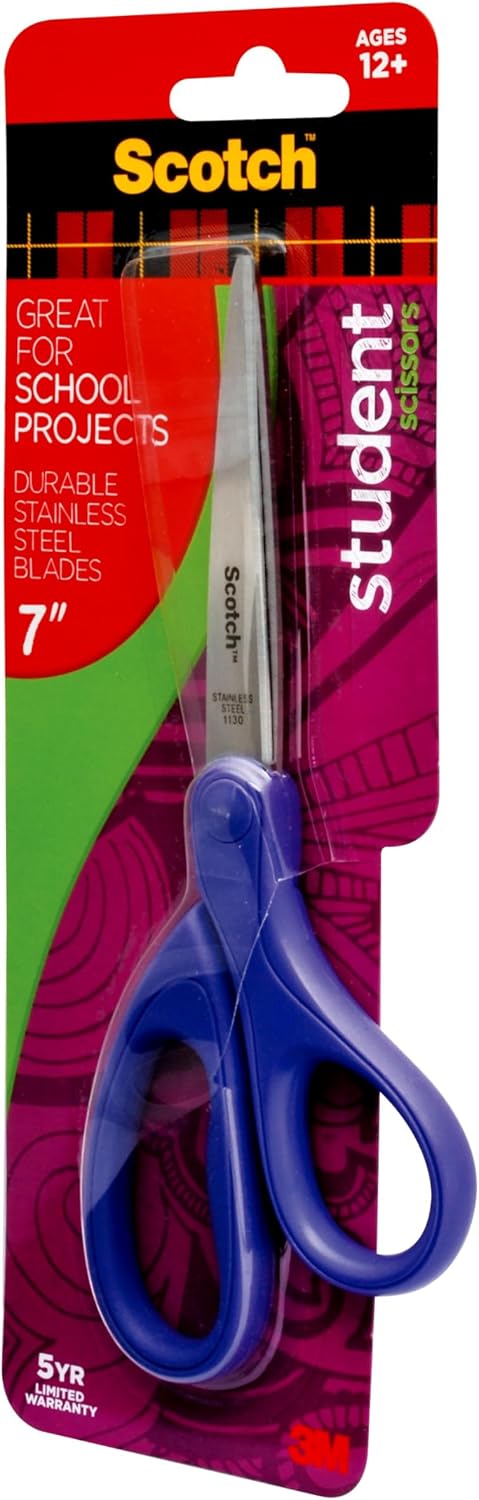 Detalle de Scotch 1407S-MIX 7-Inch Student Scissors, Stainless Steel Blades, 6-Pack