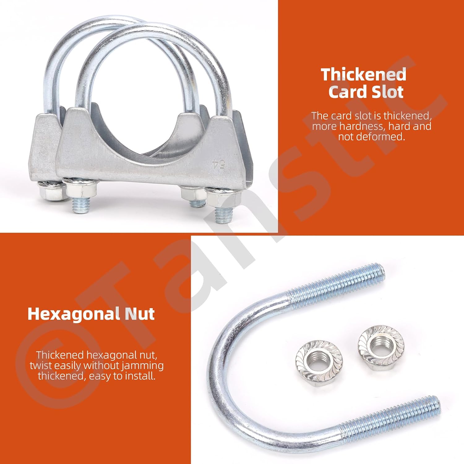 Detalle 2 de Tanstic exhaust U-bolt clamps, 2-1/2-inch
