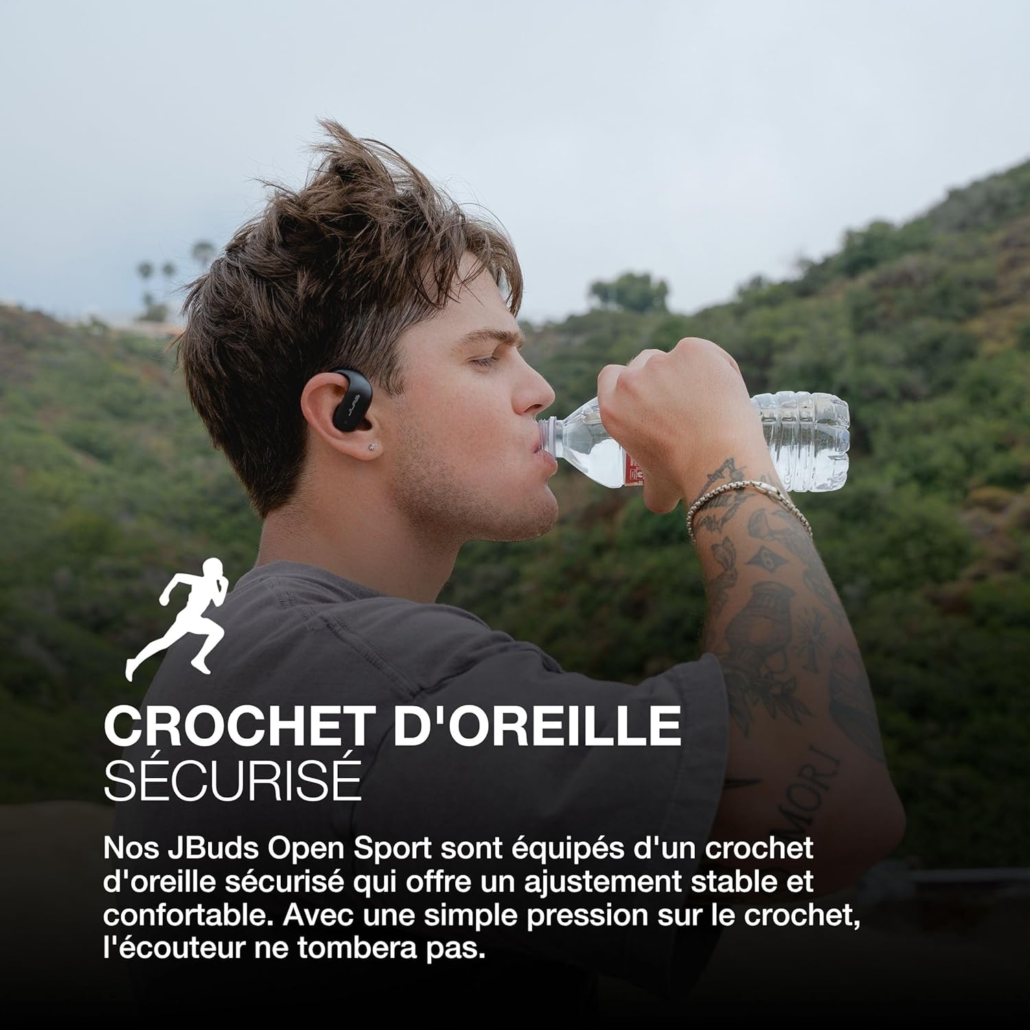Thumbnail 4 de JLab JBuds Open Sport – Écouteurs de sport ouverts Bluetooth avec crochets d’oreille et autonomie jusqu’à 26 h