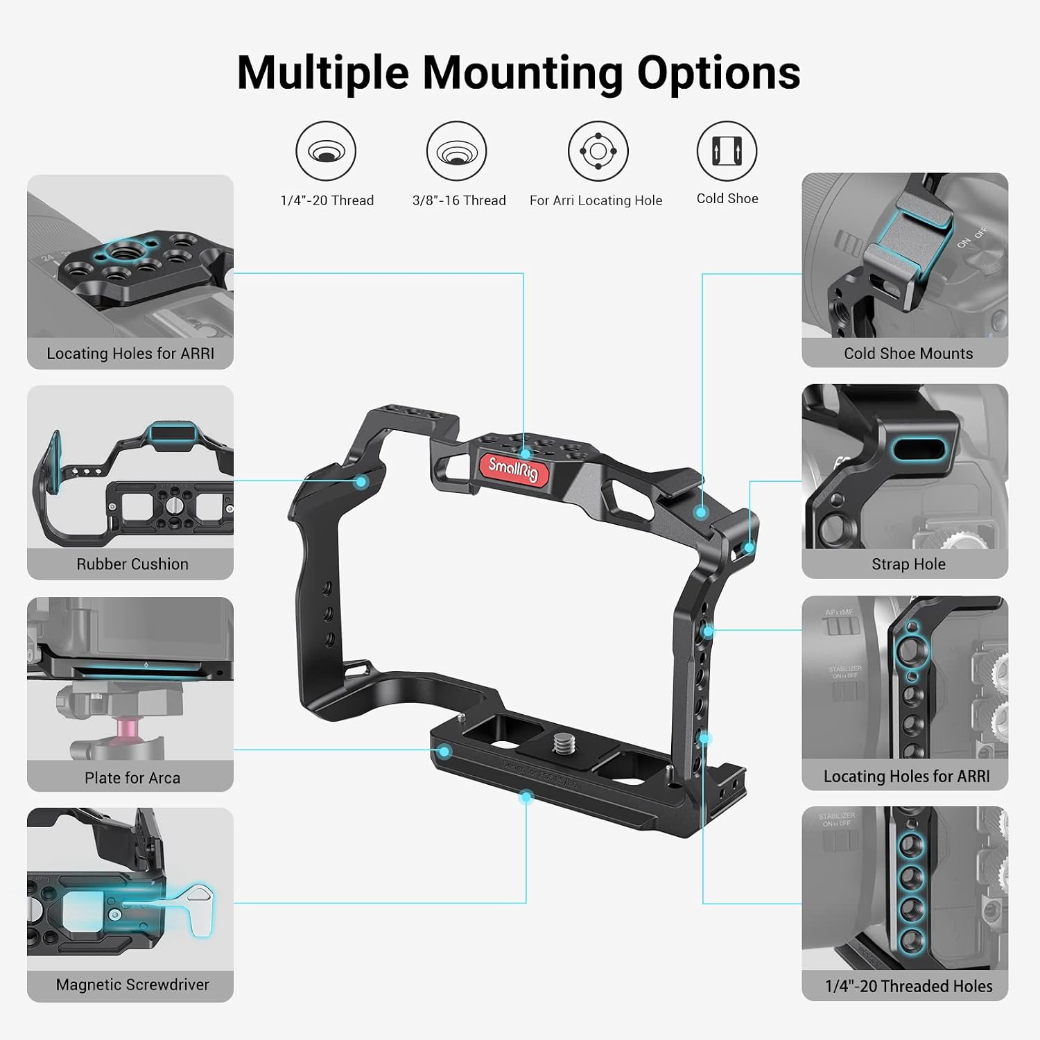 Thumbnail 5 de SMALLRIG Cage 2982B für Canon EOS R5, R5C und R6 (R5/R6/R5C Cage)