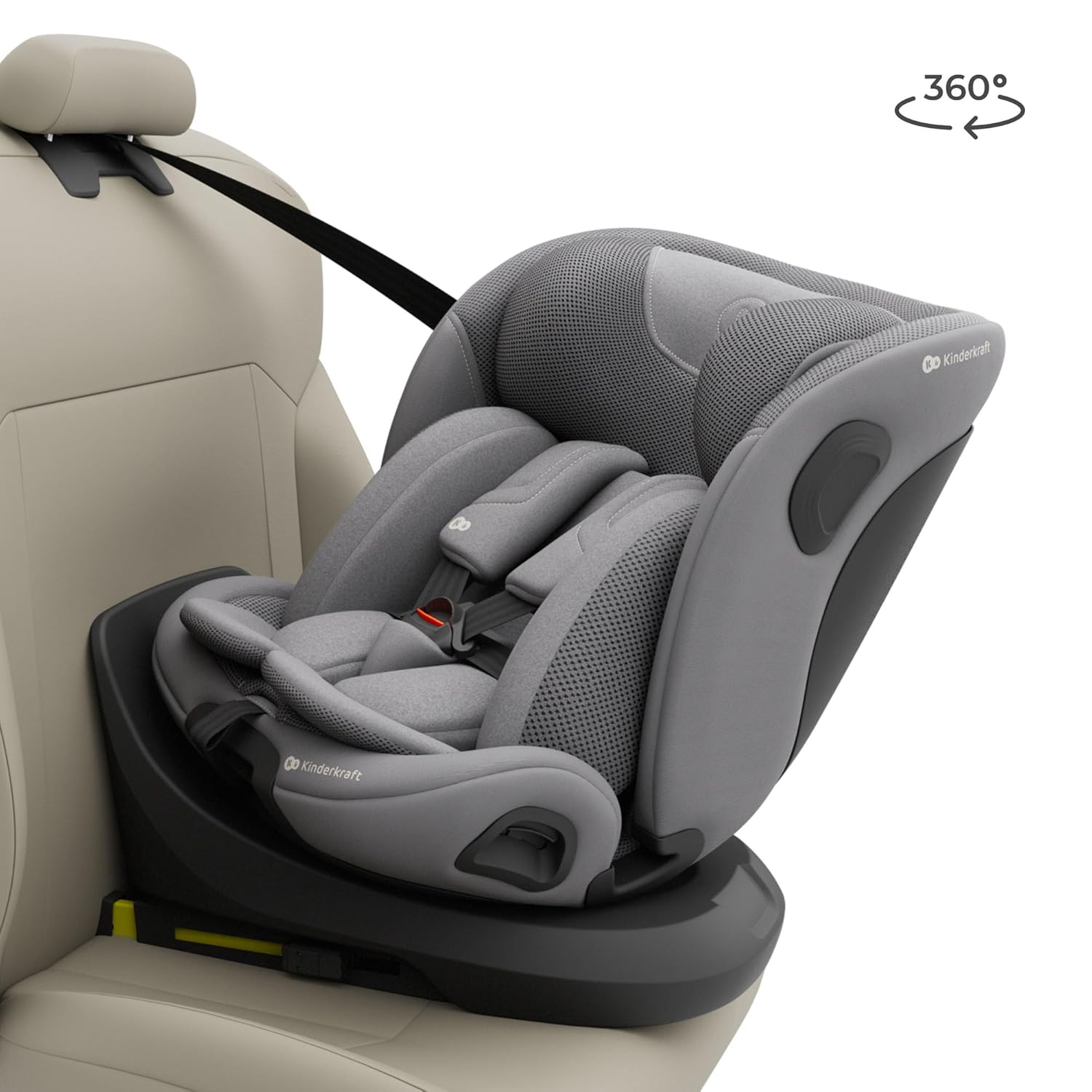 Detalle de Kinderkraft I-GROW 2 PRO Kindersitz 0-36 kg, I-SIZE, 360° drehbar, Isofix, Grau