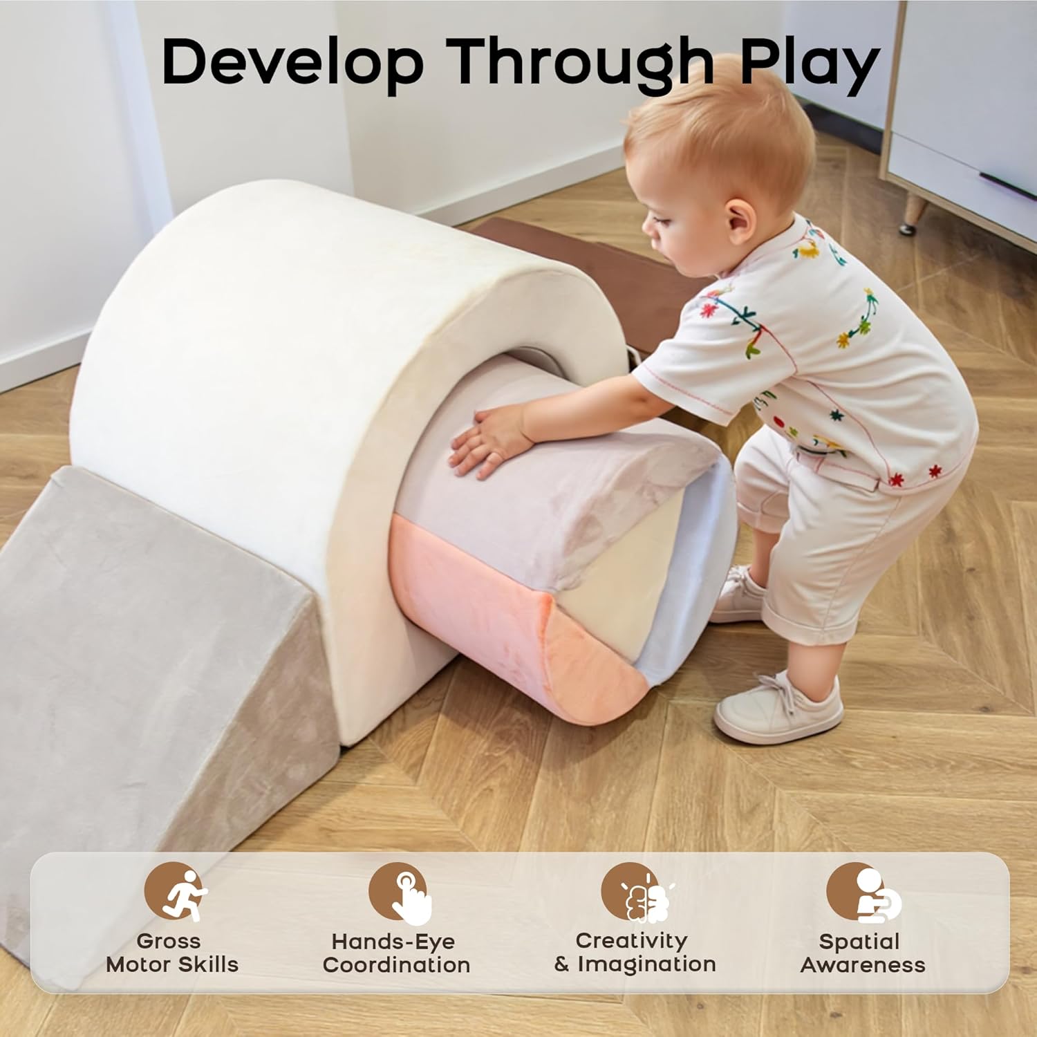 Detalle de BanaSuper Kids Soft Play Set: foam climbing blocks for indoor toddler sensory play (EN71 certified)