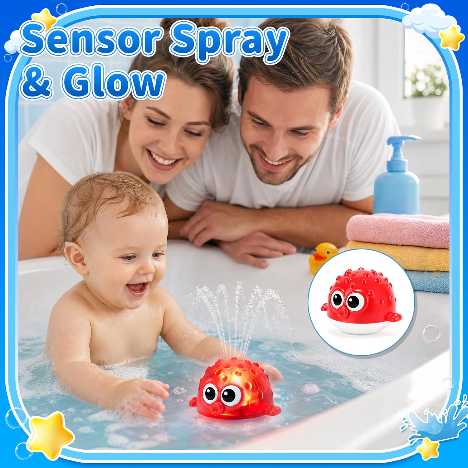 Thumbnail 4 de QASUN Baby Light-Up Bath Toys: Toddler Spray Pufferfish for Bath, Pool and Outdoor Fun