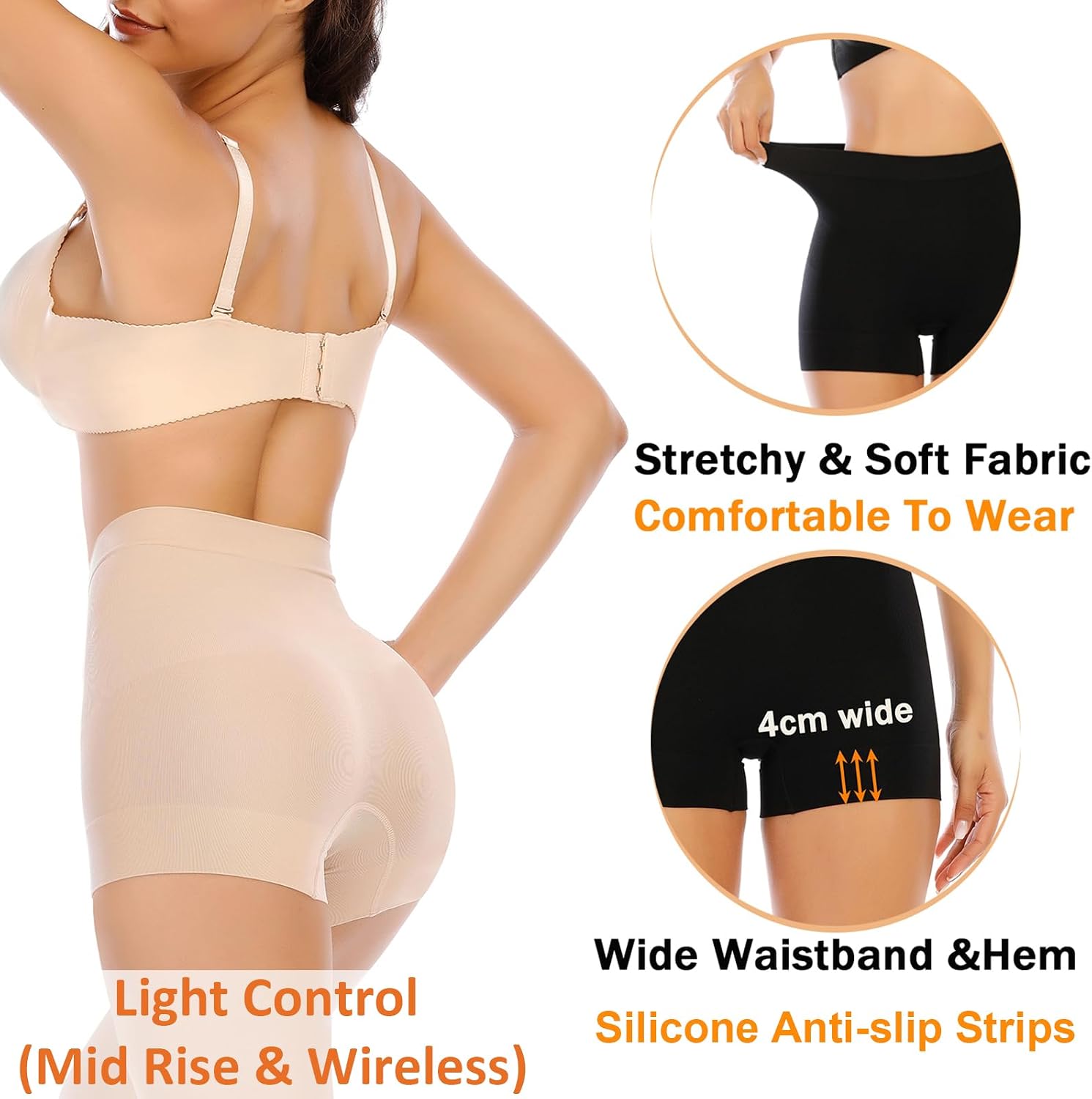 Thumbnail 2 de Womens Seamless Shaping Boyshorts Panties: Light to Medium Waist Control, No-Dig Comfort
