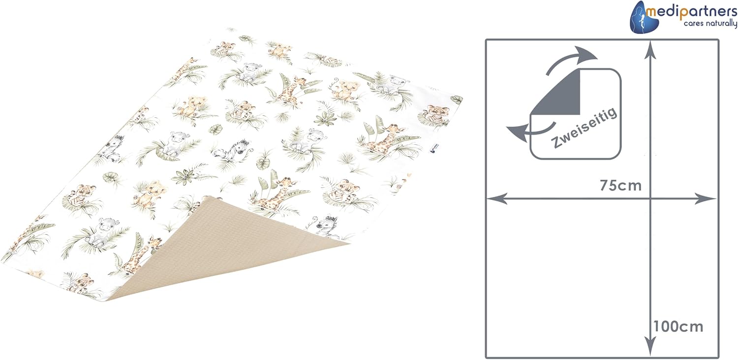 Thumbnail 3 de Medi Partners Babydecke Safari Grau mit Waffelstruktur – 75x100 cm, 100% Baumwolle, zweischichtig, Öko-Tex zertifiziert
