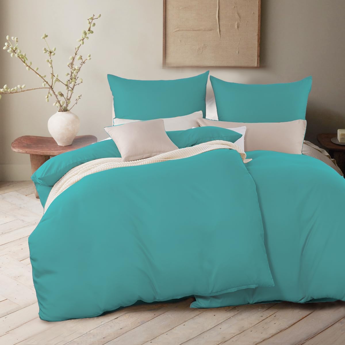 Thumbnail 1 de Kissenbezug 40x60 2er-Set Kopfkissenbezug türkis aus 100% Mikrofaser – knitterfrei & bügelfrei, mit Reißverschluss