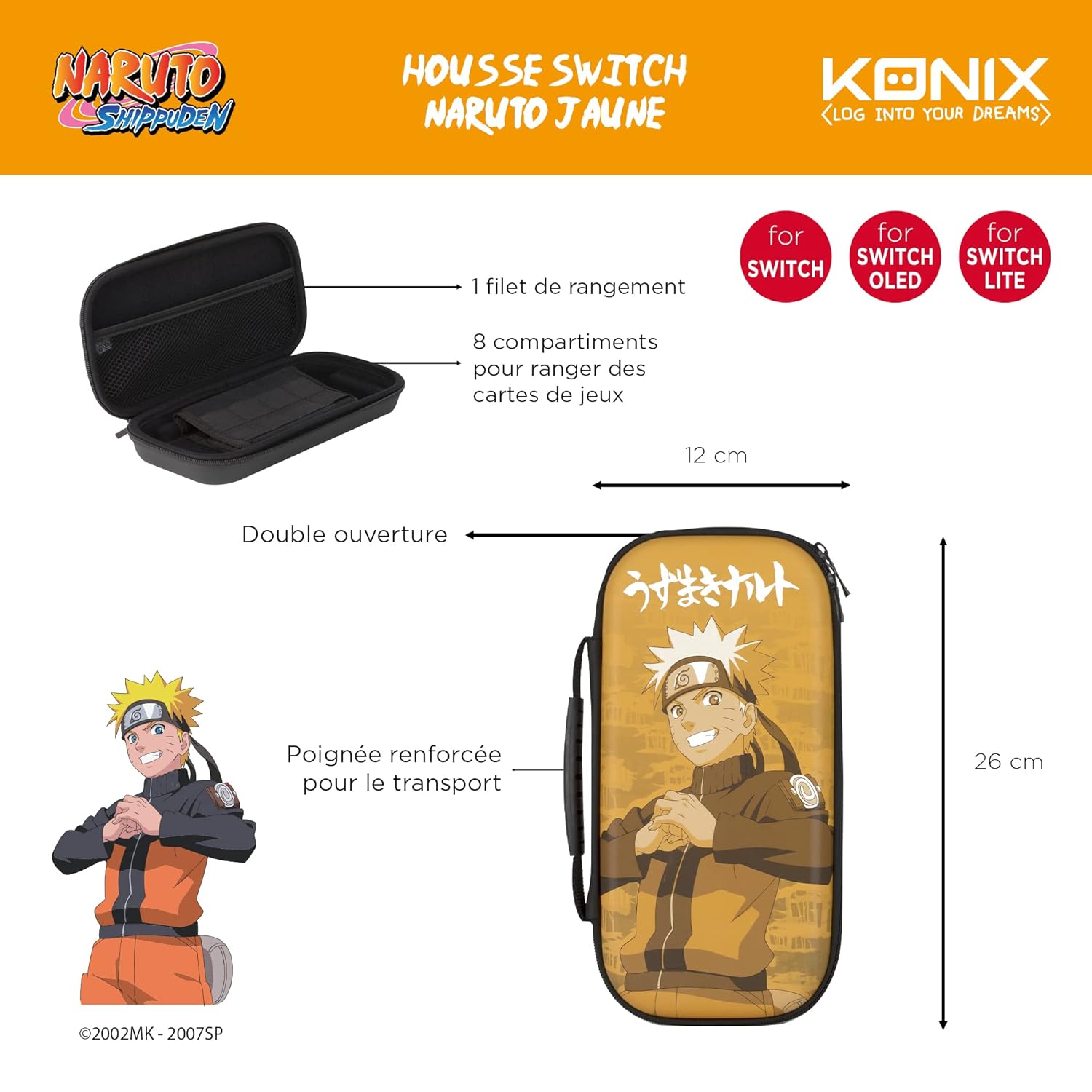 Detalle de Konix Naruto Shippuden Schutz- und Transporthülle für Nintendo Switch, Switch Lite und Switch OLED – 8 Spielkassetten