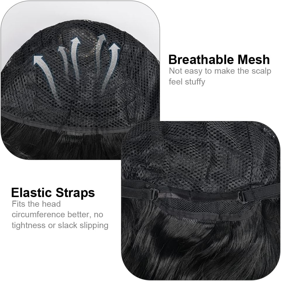 Detalle de Aomig C2-W221130-FBA – biała peruka z kręconymi włosami i grzywką