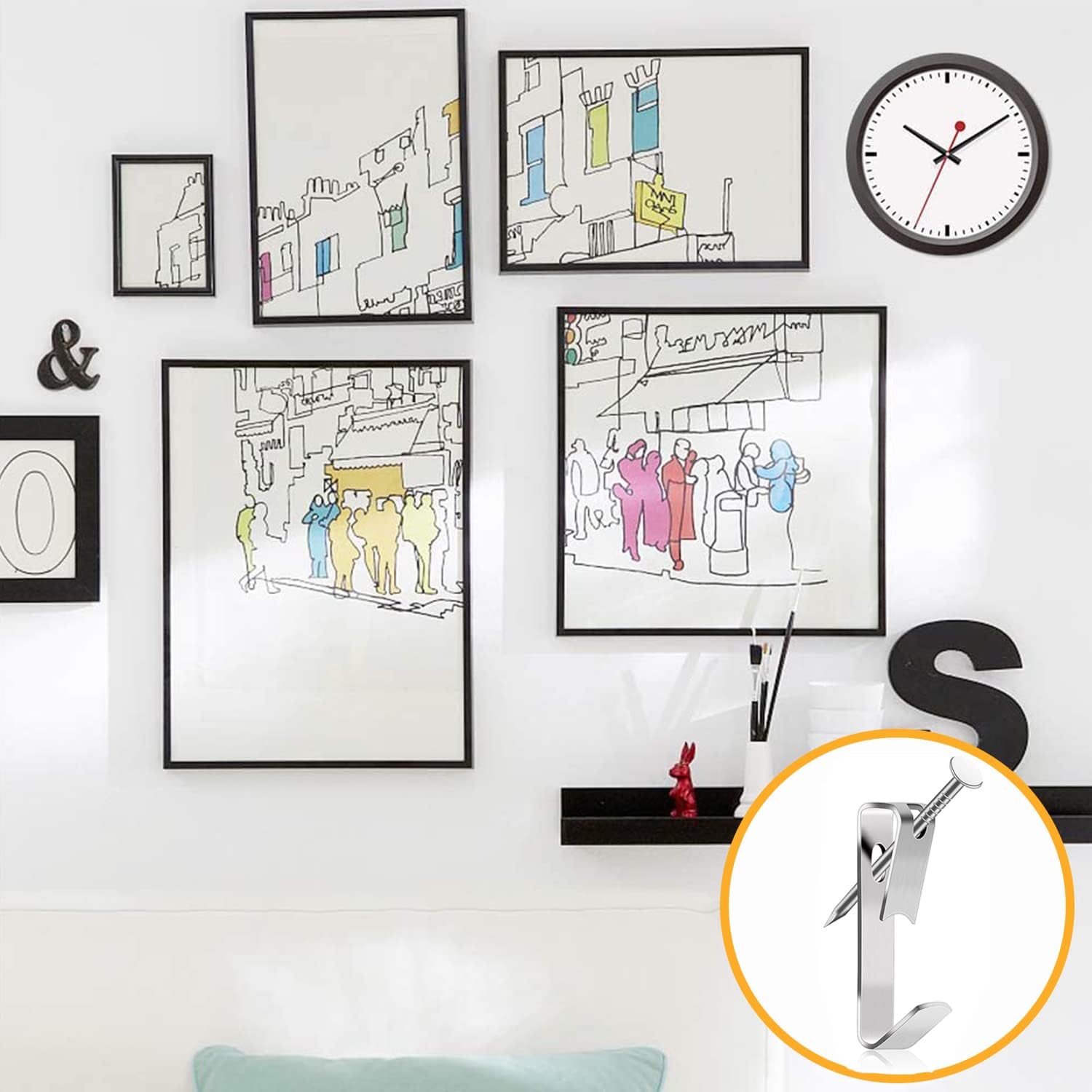 Detalle 2 de BENUAN Picture Hanging Hooks 30 lbs 80pcs