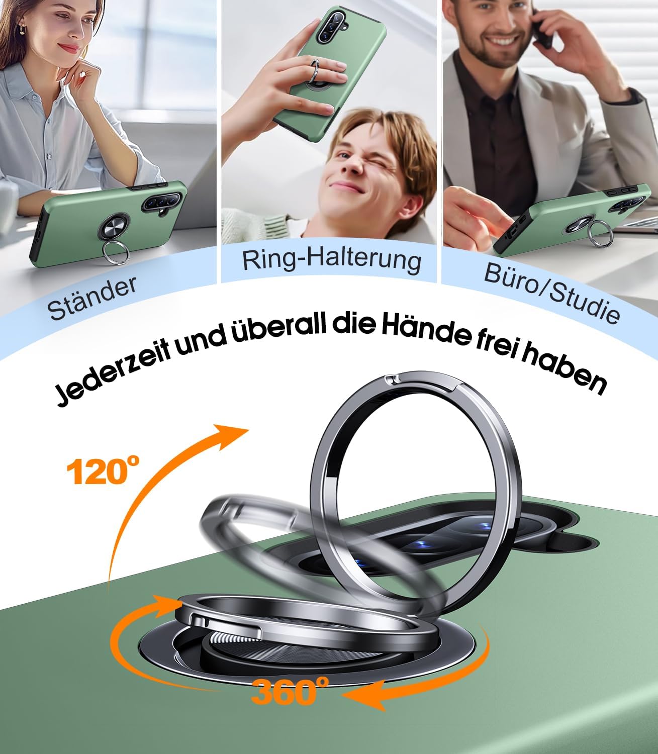 Detalle 1 de AOUIA Hülle Galaxy A56 5G – 2er Panzerglass, Militärschutz, 360° Ring