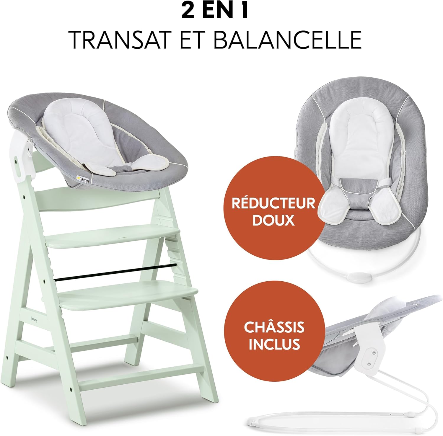 Thumbnail 3 de hauck Alpha Plus 4 en 1 Chaise Haute Bébé Évolutive avec Insert Nouveau-né – Menthe