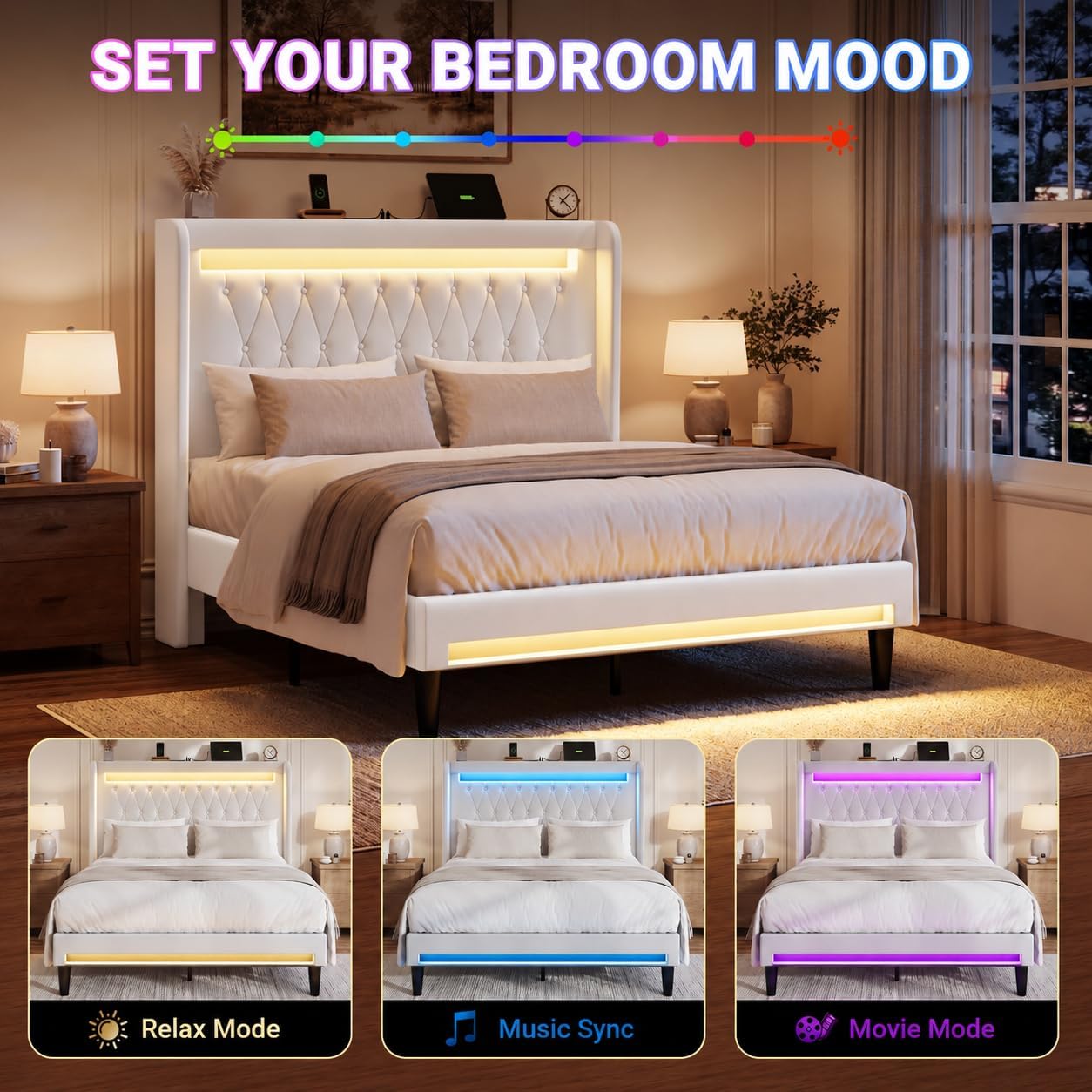 Detalle 2 de Allewie Upholstered Bed Frame, Full Size