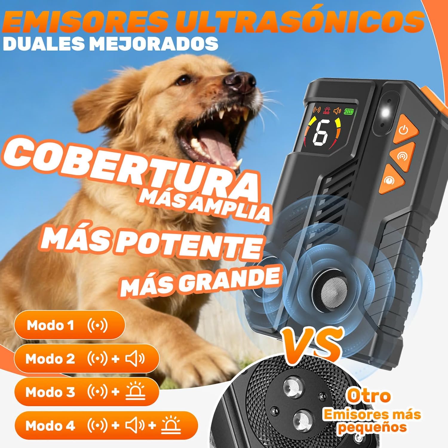 Detalle de Holercoco Antiladridos para Perros con AI Inteligente y Ultrasonidos IPX6 Recargable