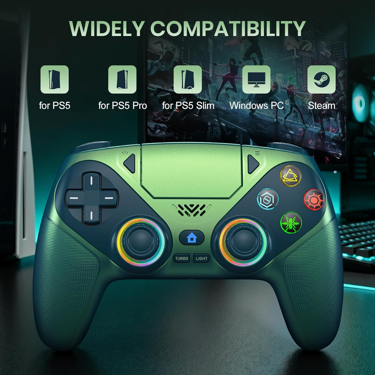 Detalle 2 de Nonbliep Wireless Controller for PS5/Slim/Pro/PC: A practical Bluetooth gamepad with back paddles and audio jack