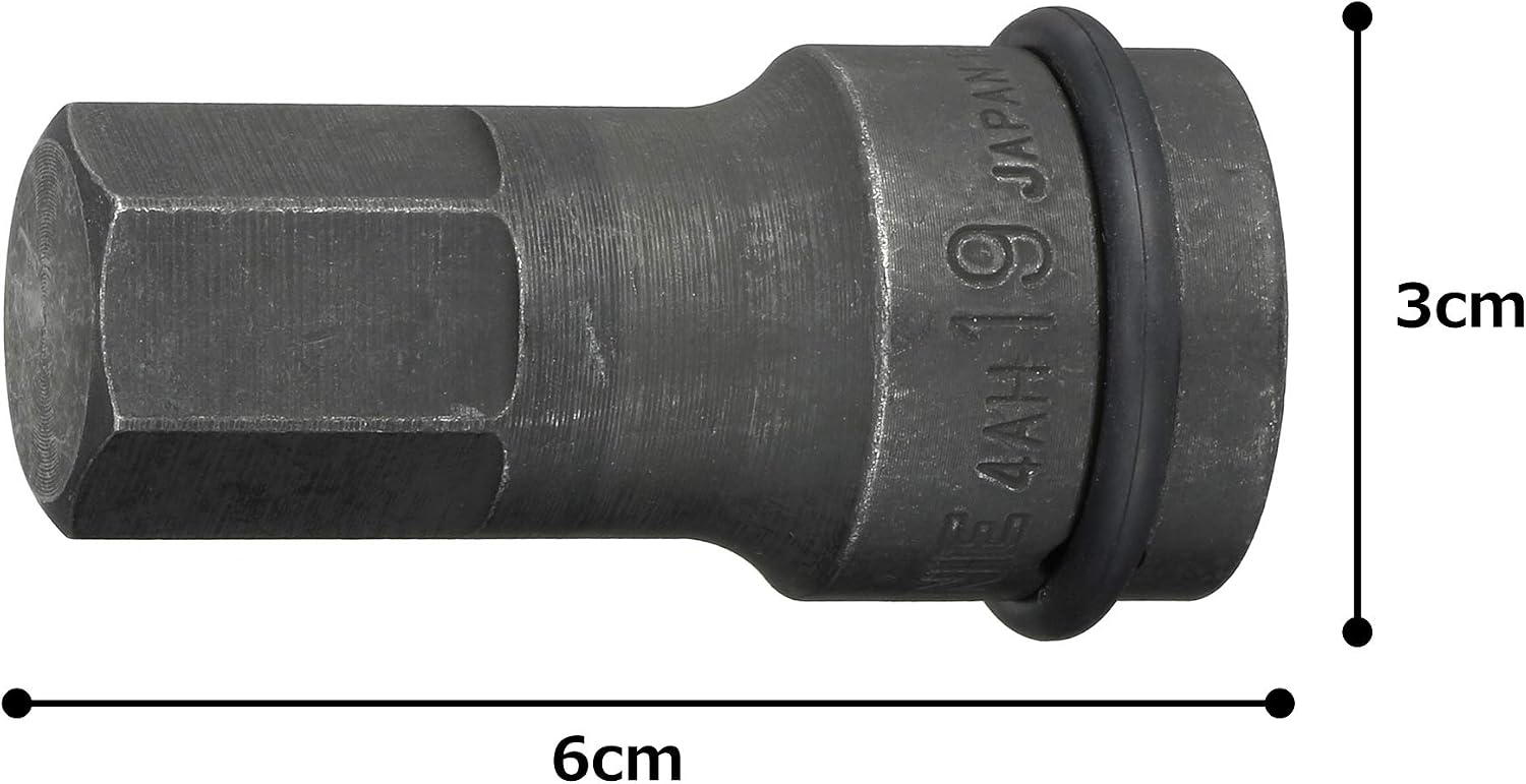 Detalle de トネ(TONE) 4AH-19 インパクト用ヘキサゴンソケット 差込角12.7mm・二面幅19mm