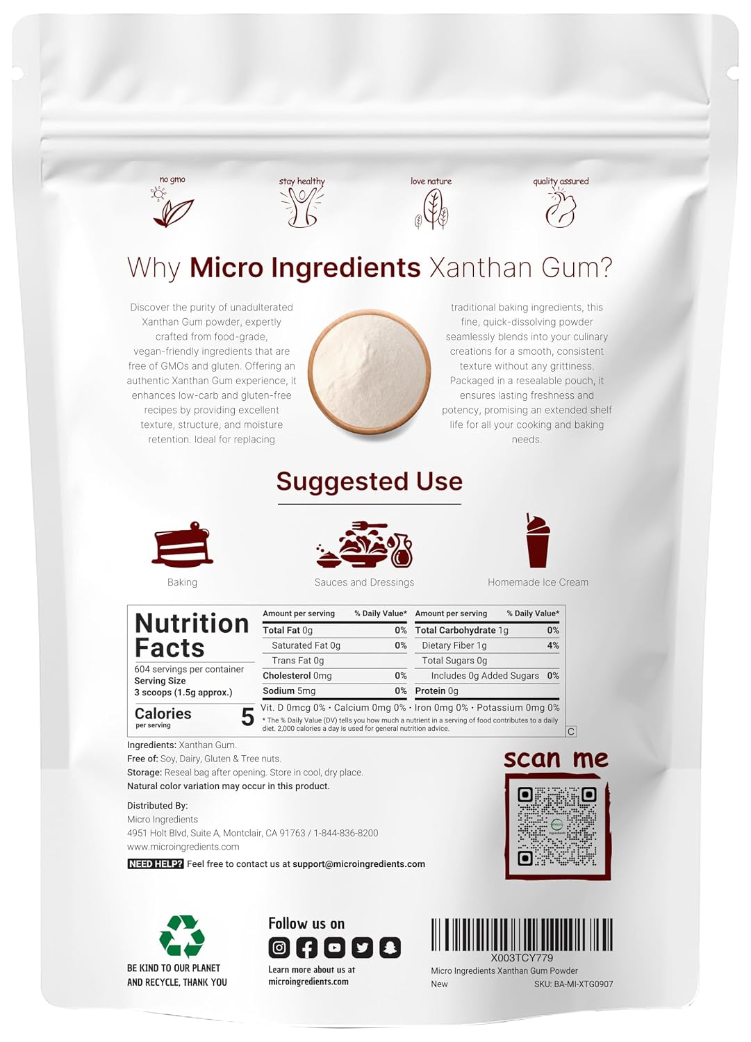 Detalle 2 de Micro Ingredients Xanthan Gum Powder, 32 oz