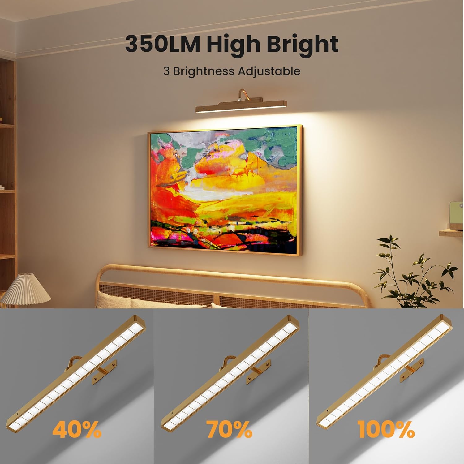Thumbnail 6 de Craftersmark Picture Light Battery Rechargeable (3-Pack) with Remote, 3 Color Modes, Dimmable, Timer — Antique Gold