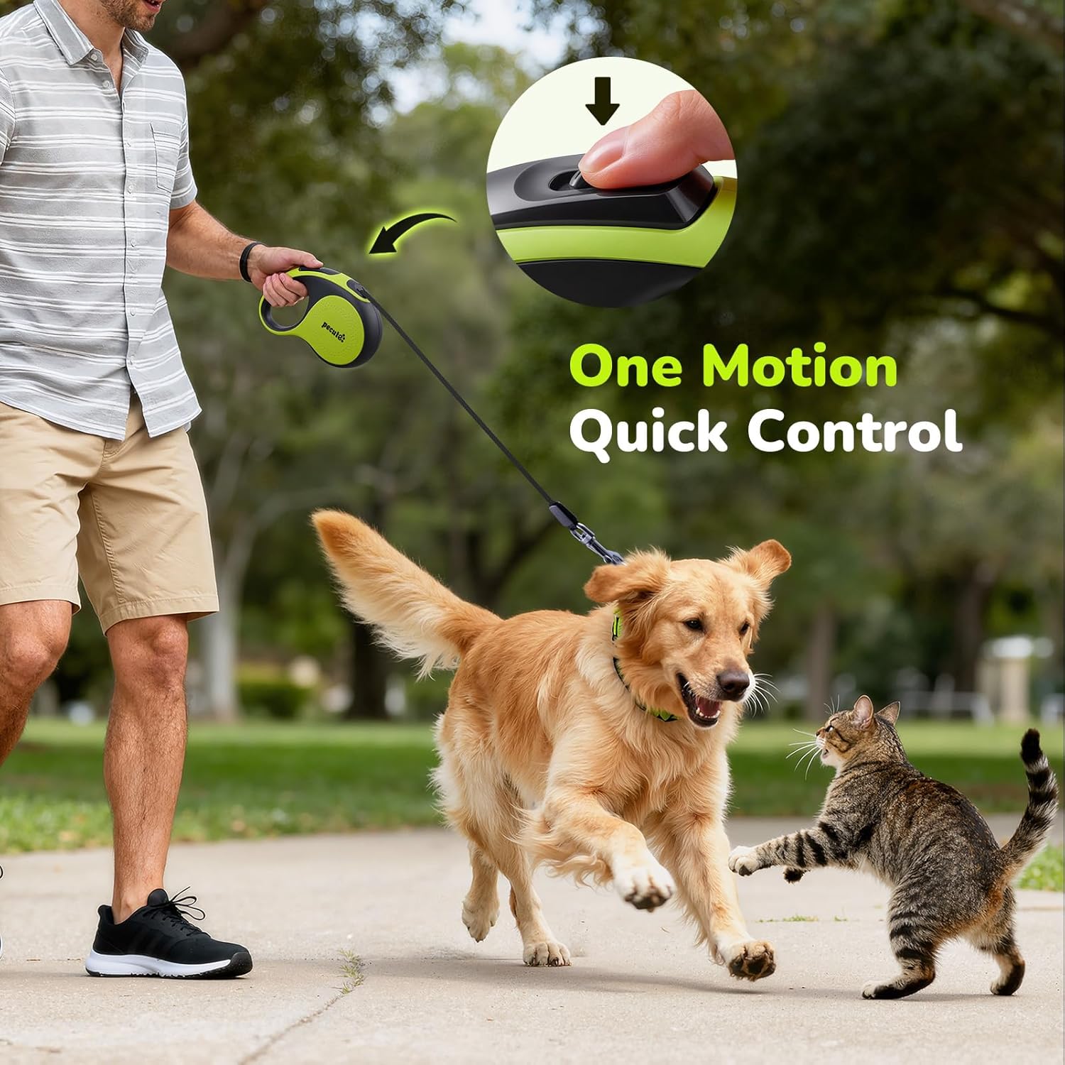 Detalle 1 de Pecute Guinzaglio retrattile per cane 8 m con impugnatura antiscivolo 🐕