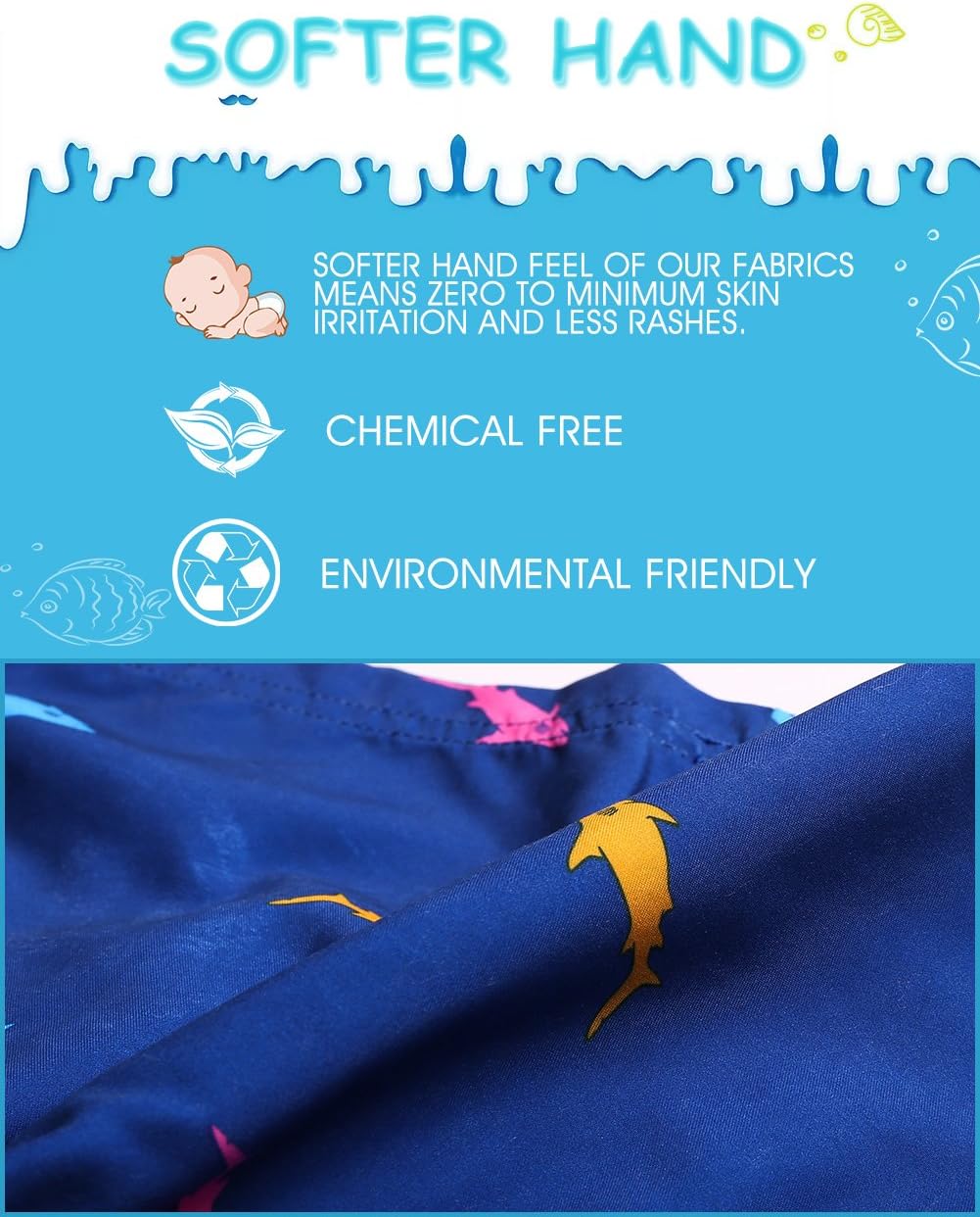 Detalle de MaaMgic Little Boys' Beach Trunk Toddler Swim Shorts – Animal Patterned Lightweight Boardshorts
