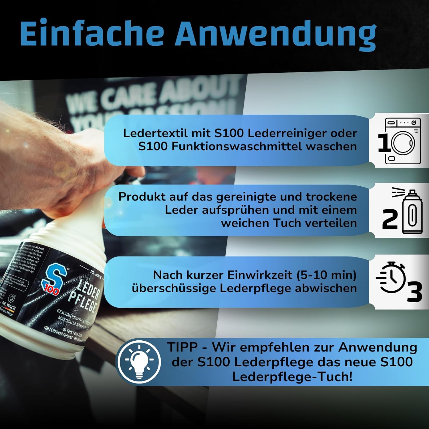 Thumbnail 3 de DR. WACK S100 Leder-Pflege 500 ml – Farbloses Lederpflege-Spray für Motorradbekleidung