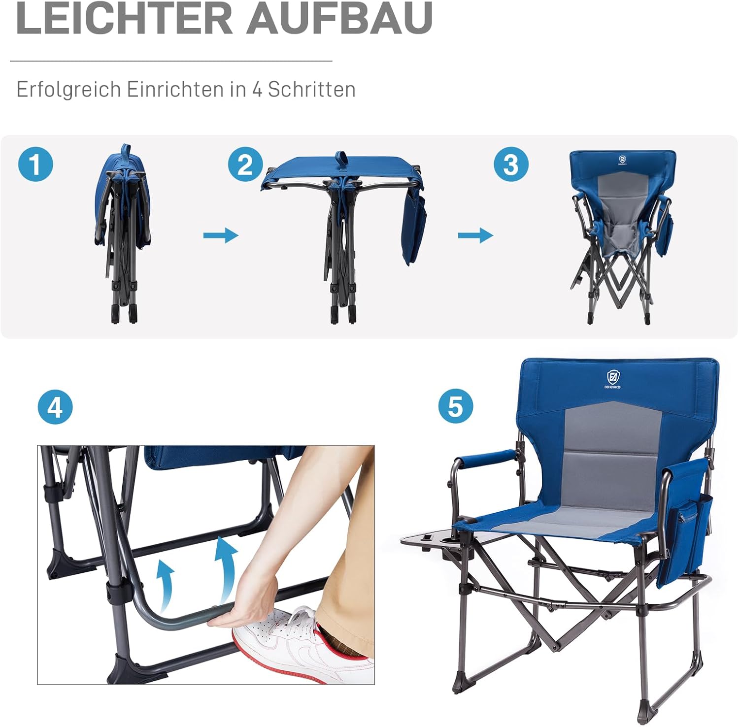 Thumbnail 6 de EVER ADVANCED Regiestuhl Klappbar 180KG – kompakt, stabil und vielseitig