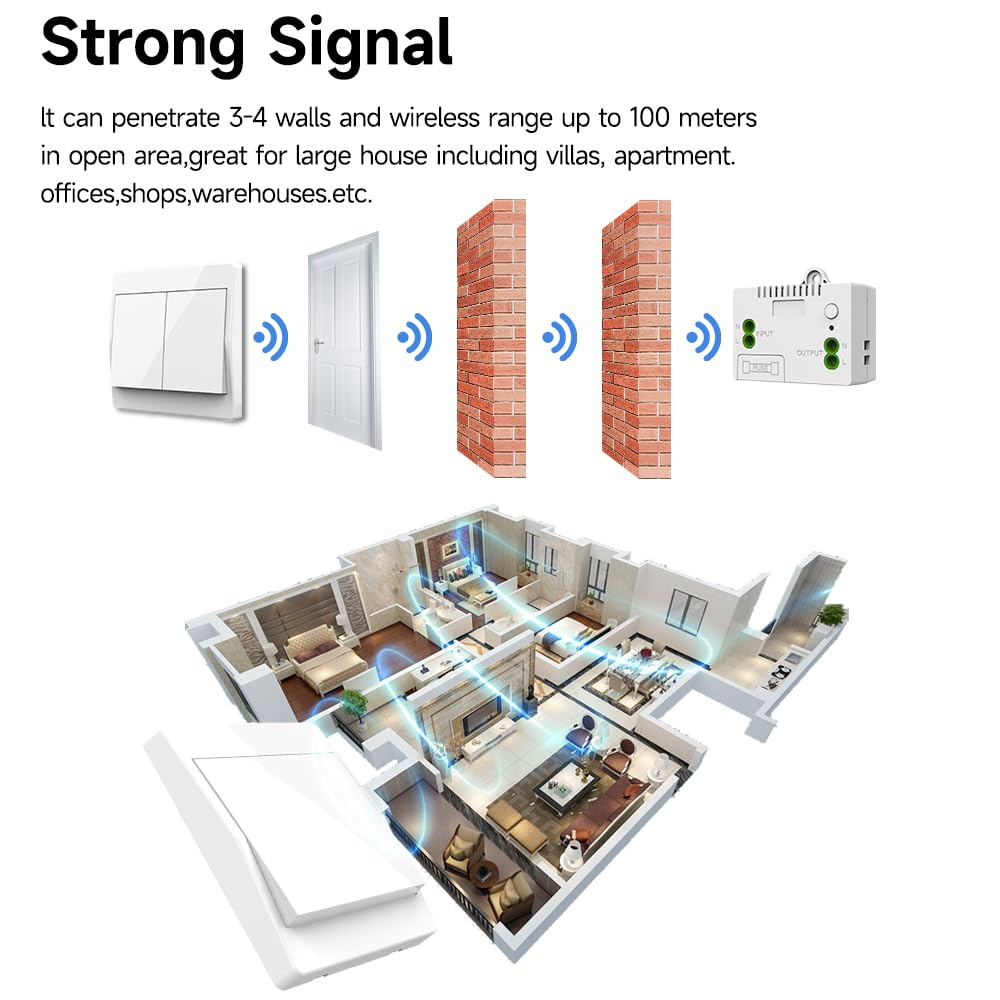 Thumbnail 4 de Cerhot EU Self Powered Wireless Light Switch Kit – 1Gang, 433MHz, No Wiring, No Battery