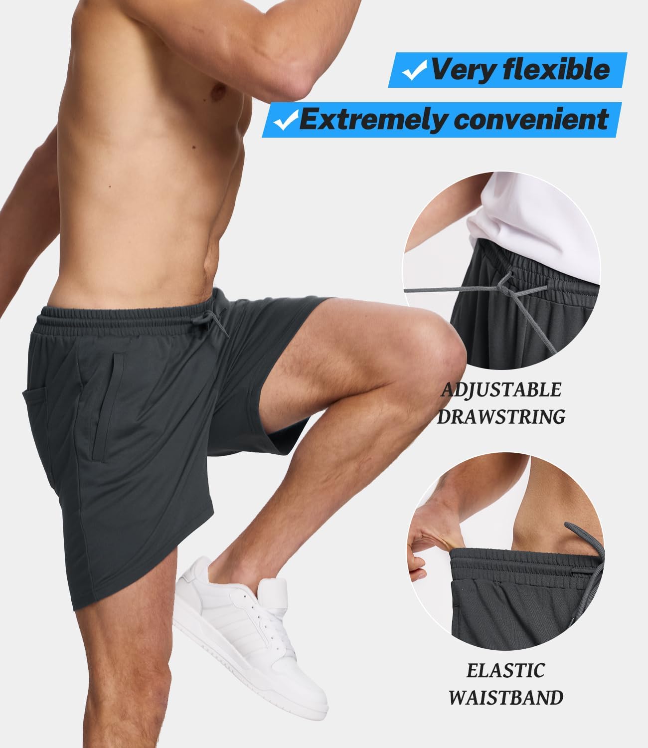 Detalle de BAMBOO COOL Men's Athletic Shorts French Terry