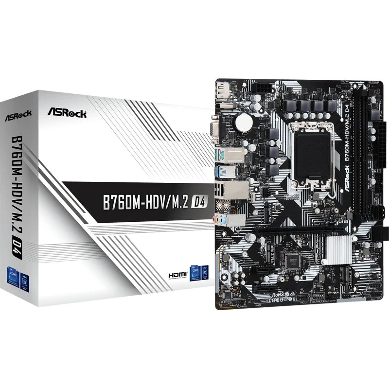Detalle de ASRock B760M-HDV/M.2 D4: placa base micro-ATX para CPUs Intel 12ª/13ª gen con buen equilibrio entre prestaciones y precio