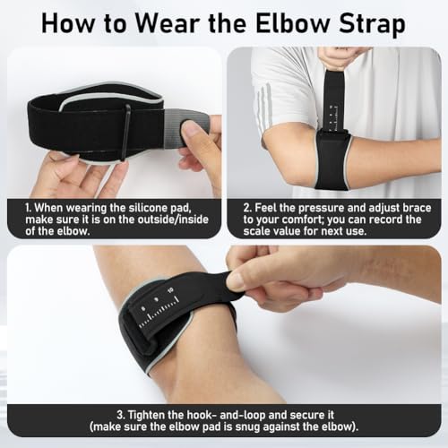 Thumbnail 5 de Fefod Coderas Epicondilitis: Cinta de codo con almohadilla 3D para tendinitis, ajustable y para golf/tenis
