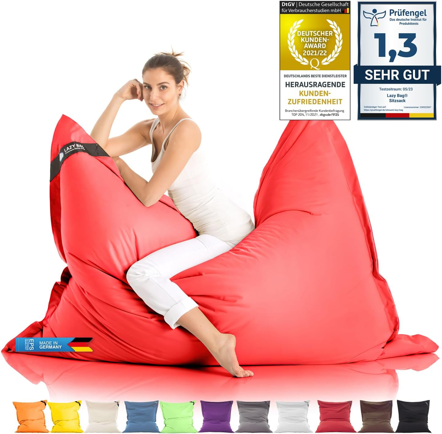 LAZY BAG Pouf géant classique XXL 140 x 180 cm — coussin 2 en 1 pour intérieur et extérieur