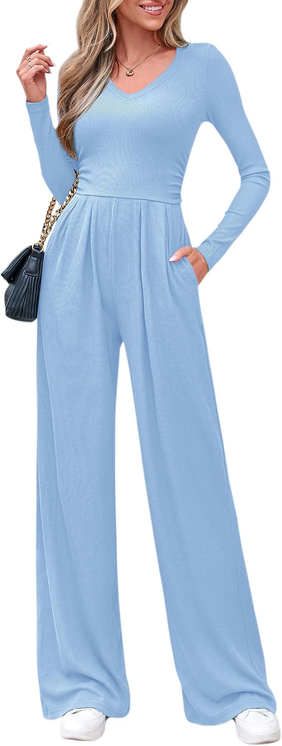 Detalle de PRETTYGARDEN Women's Jumpsuit in Ribbed Knit