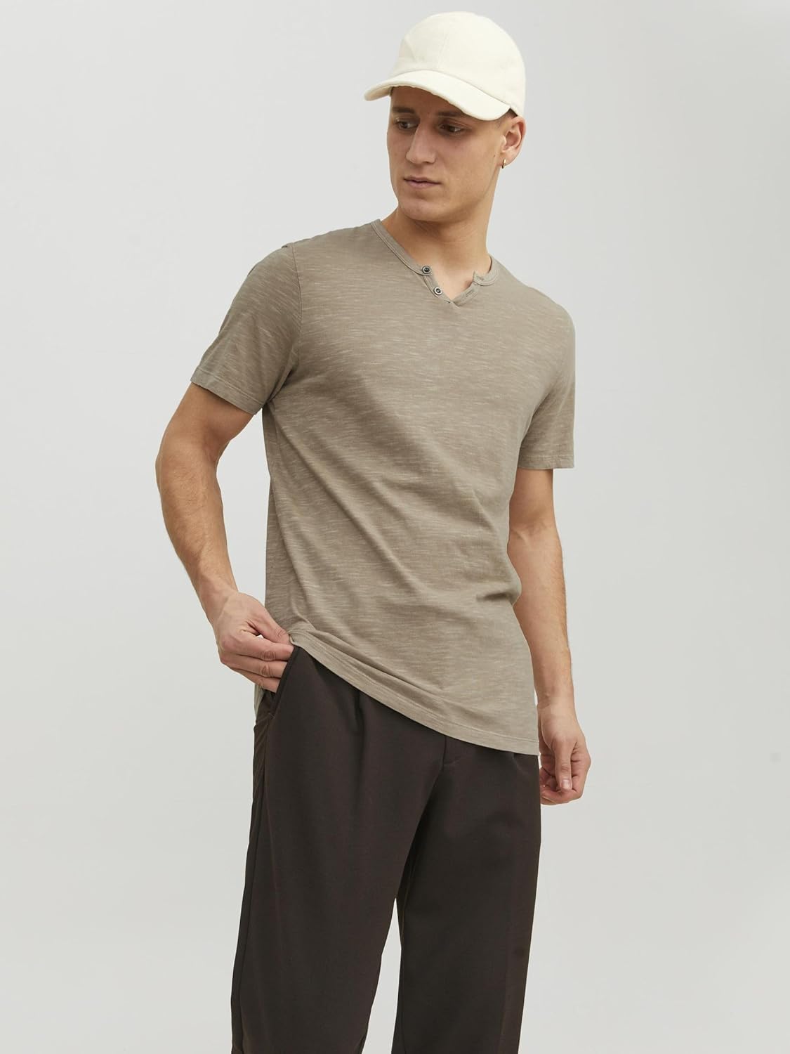Thumbnail 1 de JACK & JONES T-Shirt Melange Split Neck – T‑shirt da uomo con scollo diviso