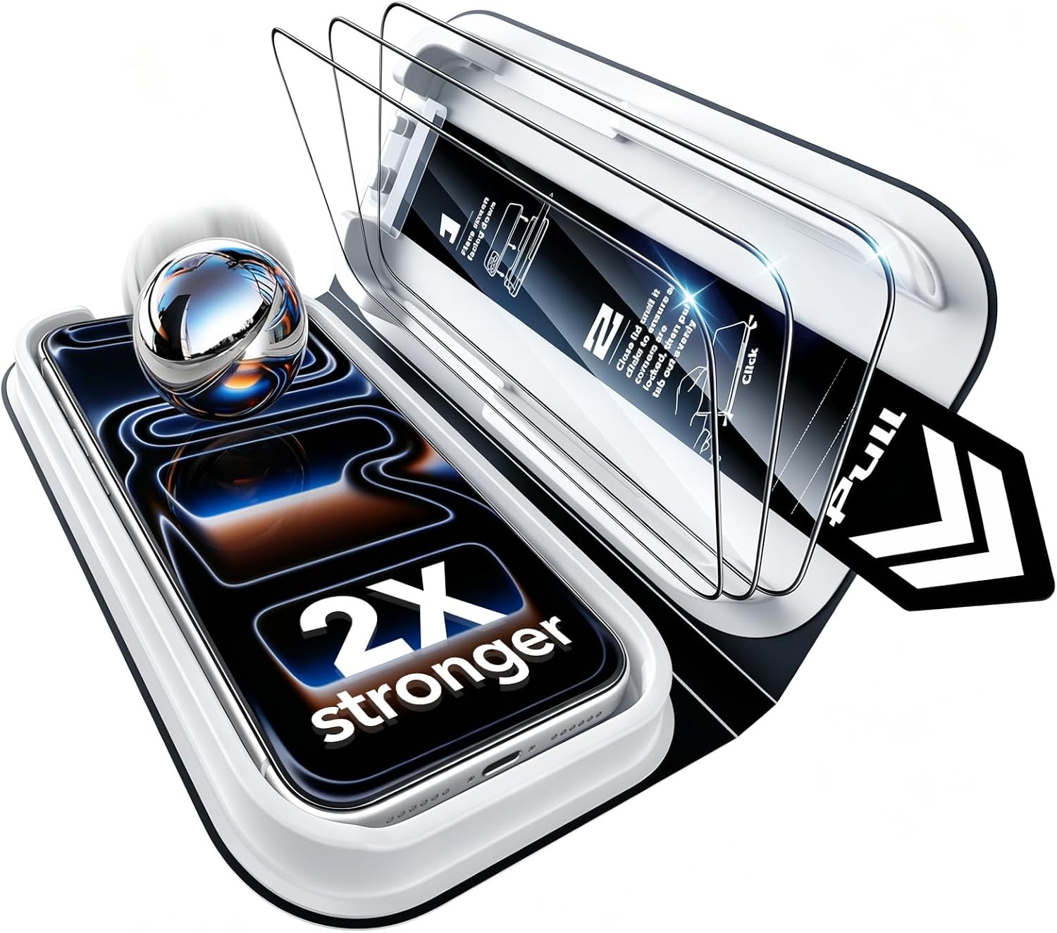 Detalle de ESR iPhone 17 Pro Screen Protector 3-Pack, 9H Tempered Glass with UltraFit Tray