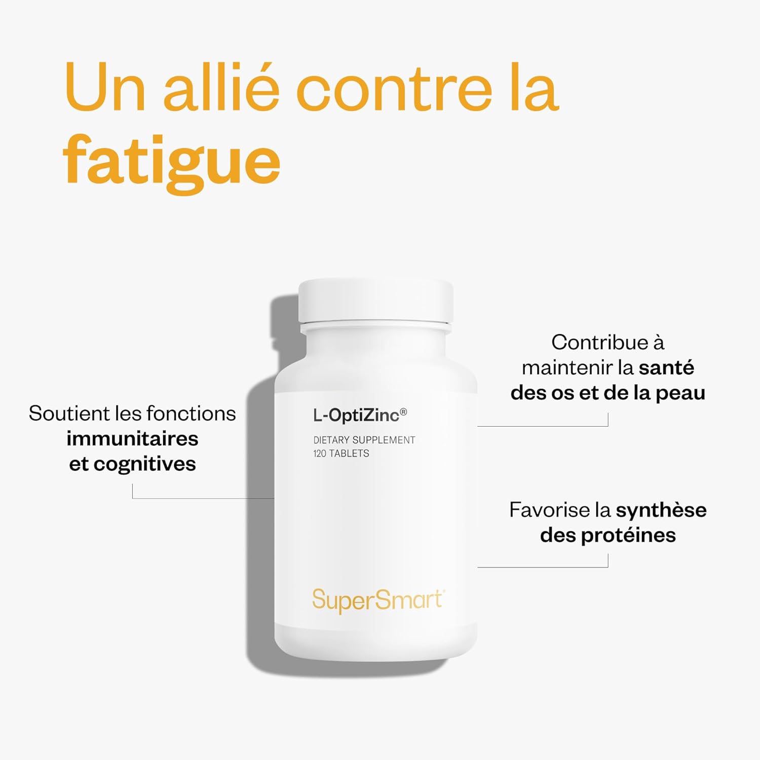 Thumbnail 2 de L-OptiZinc Supersmart, zinc bisglycinate chélaté (30 mg de zinc élémentaire) pour peau et os