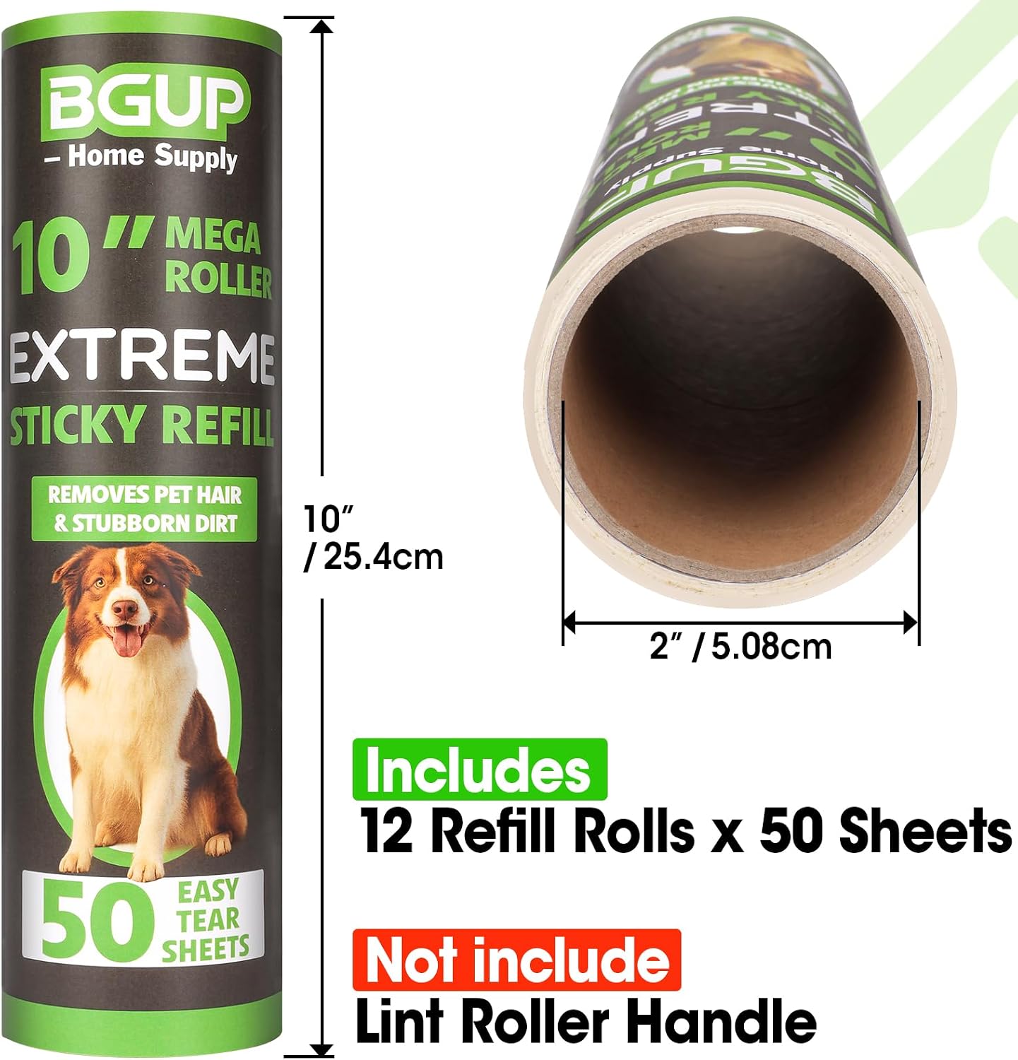 Thumbnail 1 de BGUP 10 Inch Lint Roller Refills (12 Rolls, 600 Sheets) – Extra Sticky Large Lint Roller for Pet Hair, Furniture, Clothes