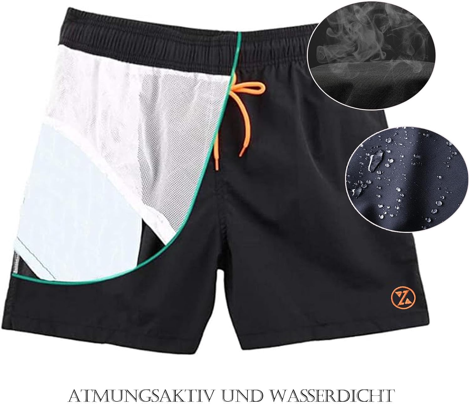 Detalle de ZOXOZ Badehose Herren Schnelltrocknend mit Mesh – Badeshorts mit Tunnelzug und Taschen