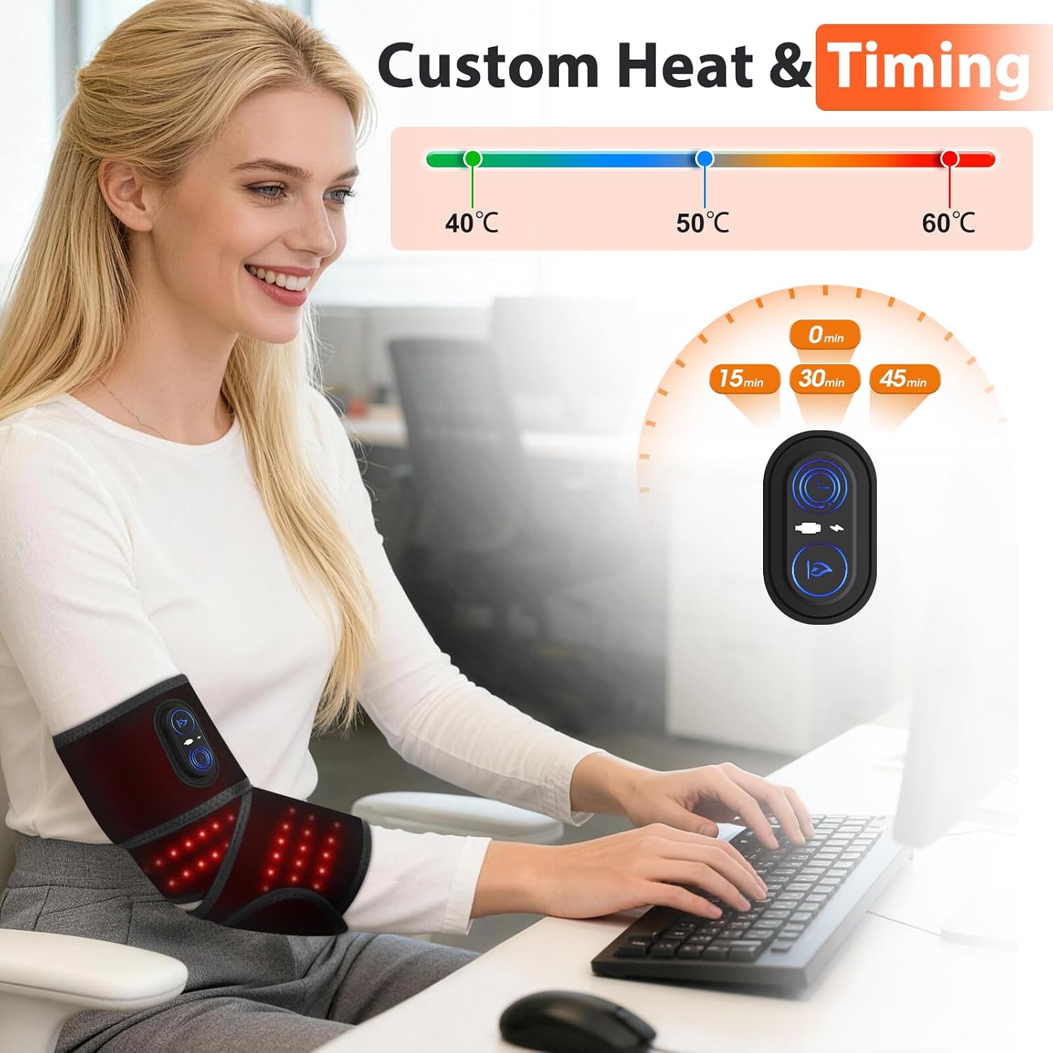 Detalle 1 de BAISEMAIN Cordless Arm Heating Pad Wrap, 5000mAh Battery, 3 Heat Settings