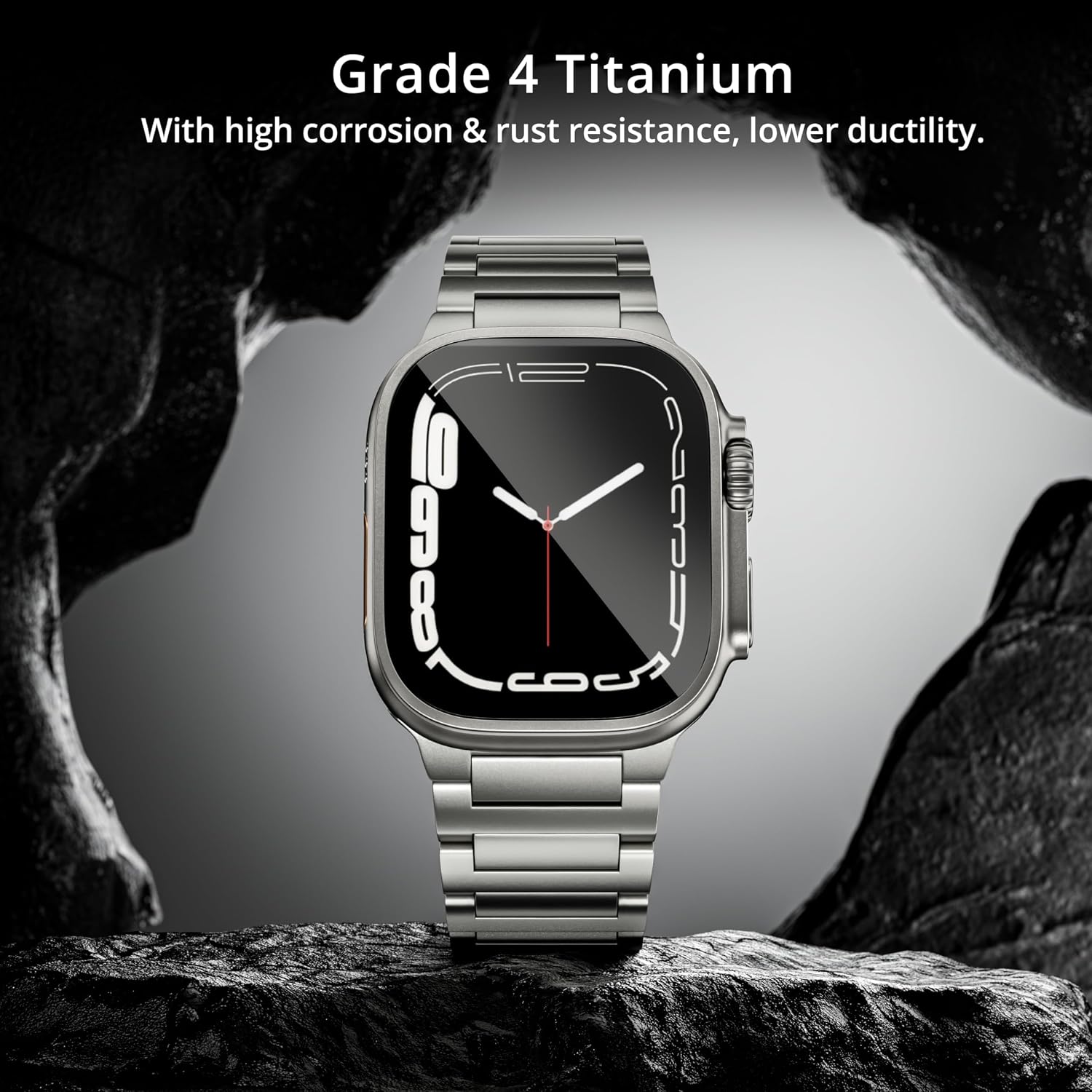 Detalle 2 de LULULOOK Titanium Grade 4 Strap for Apple Watch Ultra (49 mm) with Magnetic Clasp – Ultra-light, DLC-coated replacement band