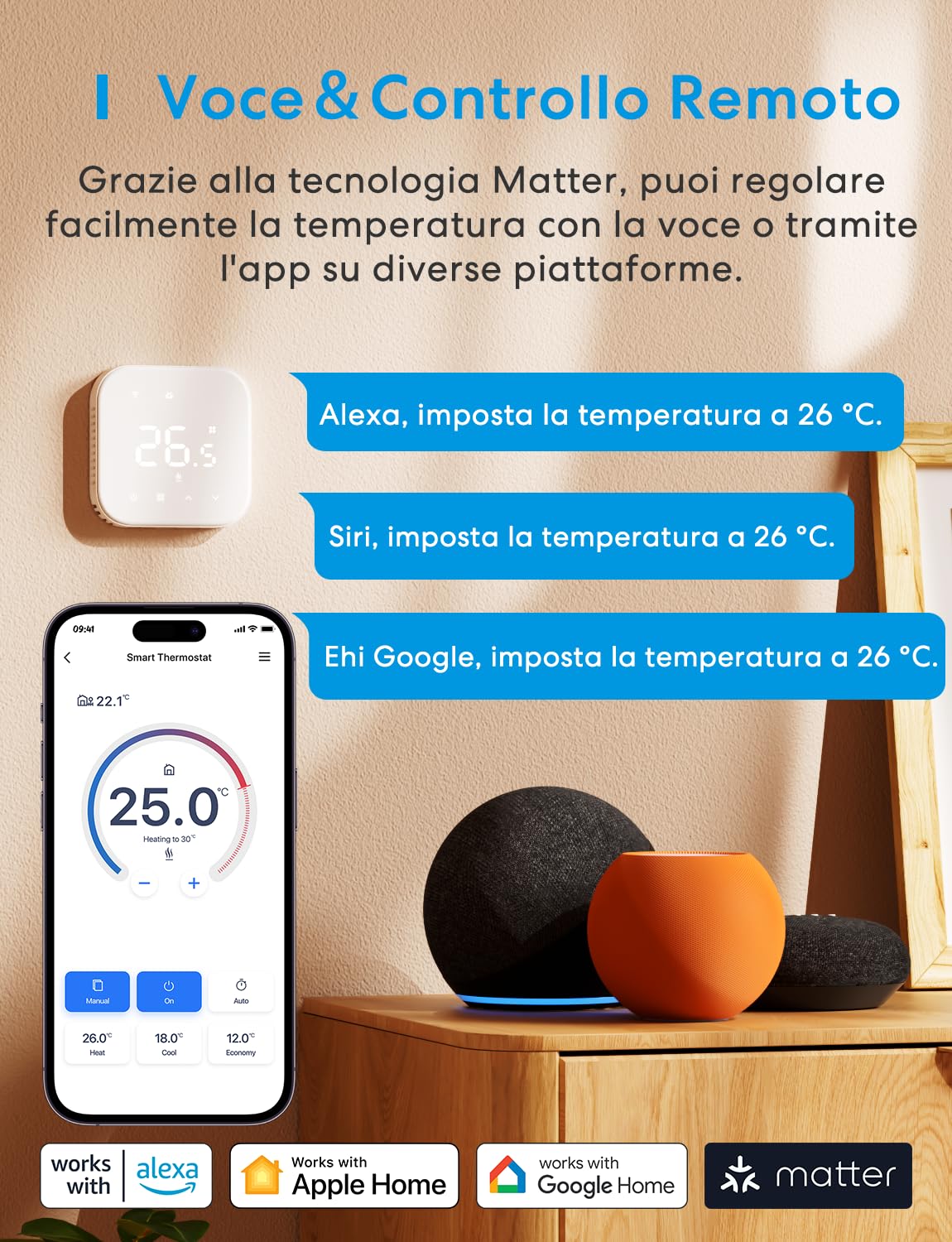 Thumbnail 6 de Meross Termostato WiFi: controllo intelligente per caldaia, termosifoni e riscaldamento a pavimento