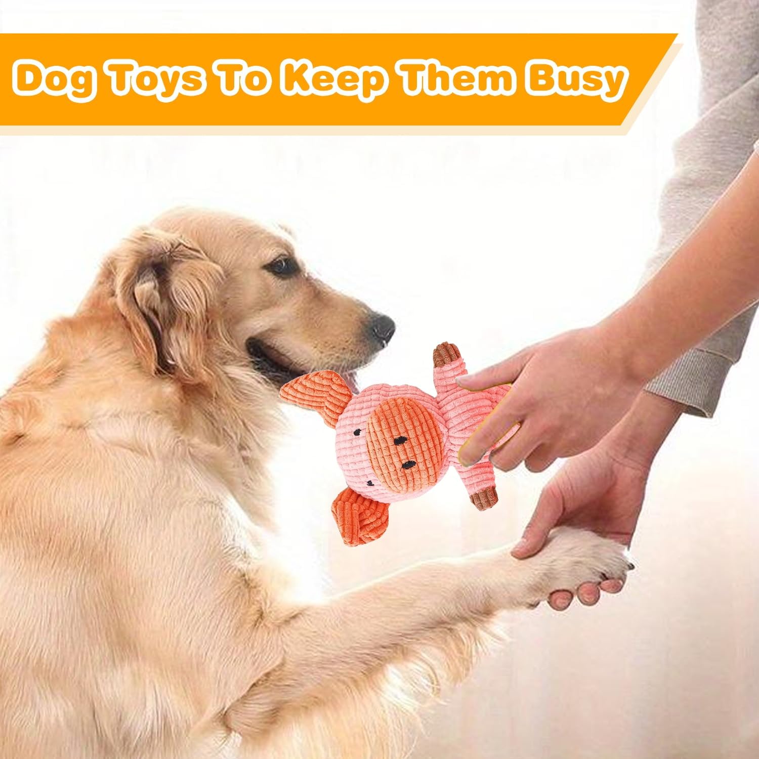 Detalle de MRSOHRET 5 pcs dog toys Plush Squeaky Dog Toys, 5-Pack with Reinforced Seams