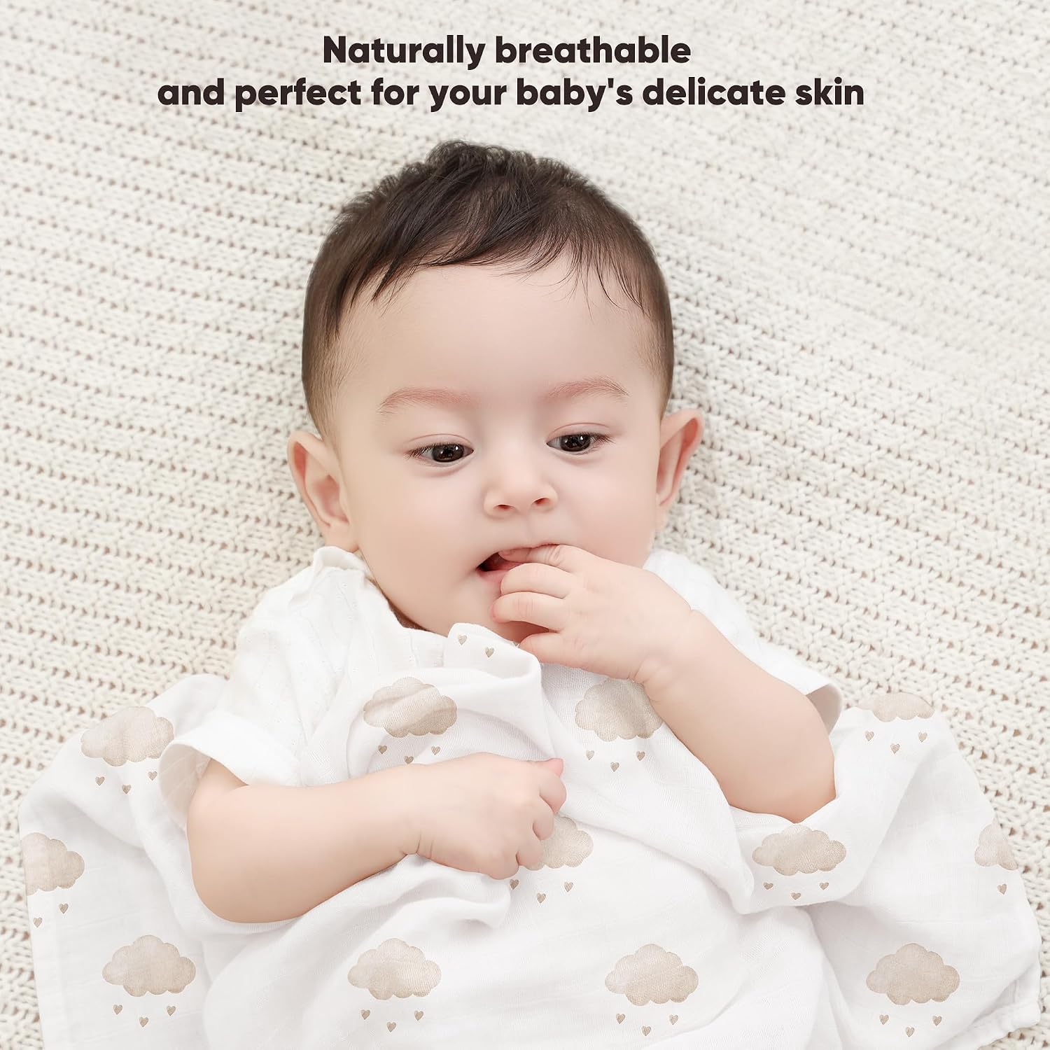 Thumbnail 1 de bearmoss Muslin Squares Cloths 60x60cm (5 Pack) – Ultra-Soft, Breathable Muslin Burp Cloths for Newborns