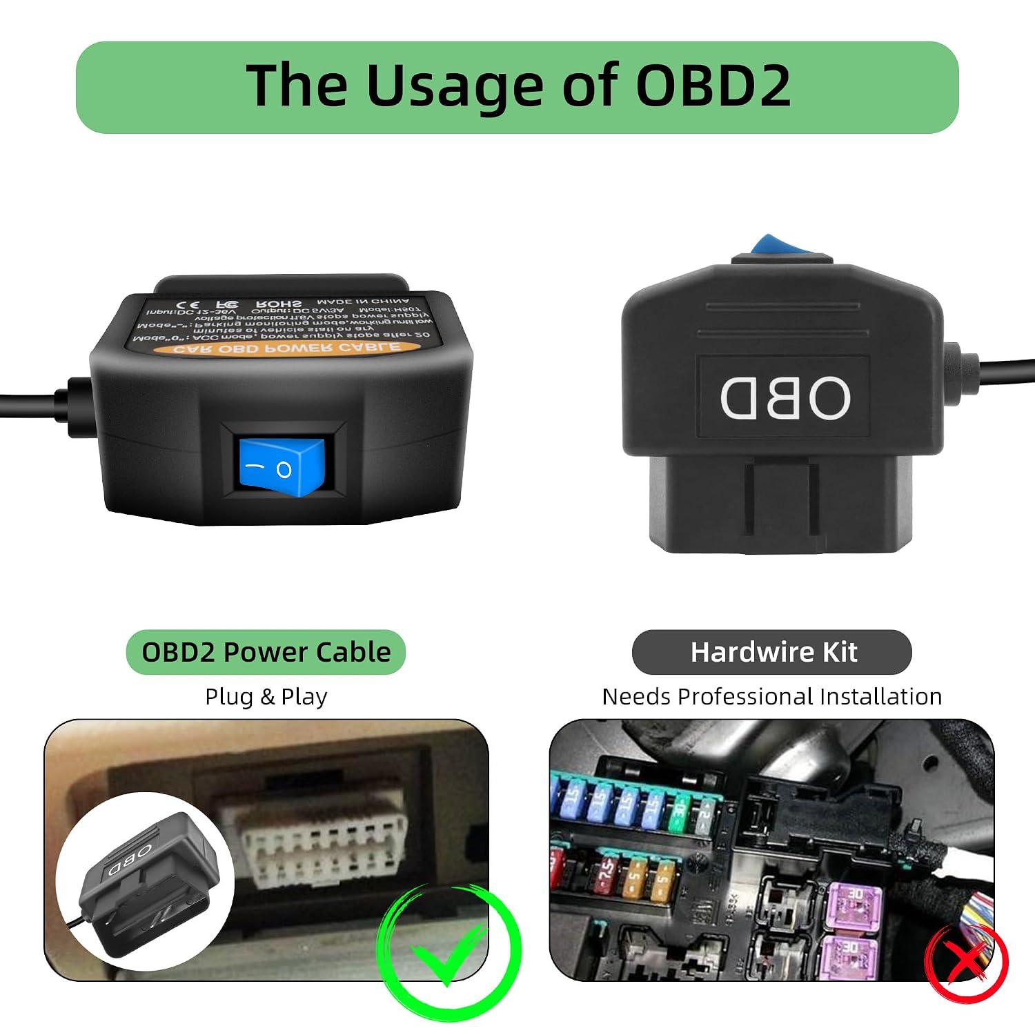 Thumbnail 3 de RIIEYOCA OBD to USB DashCam Cable