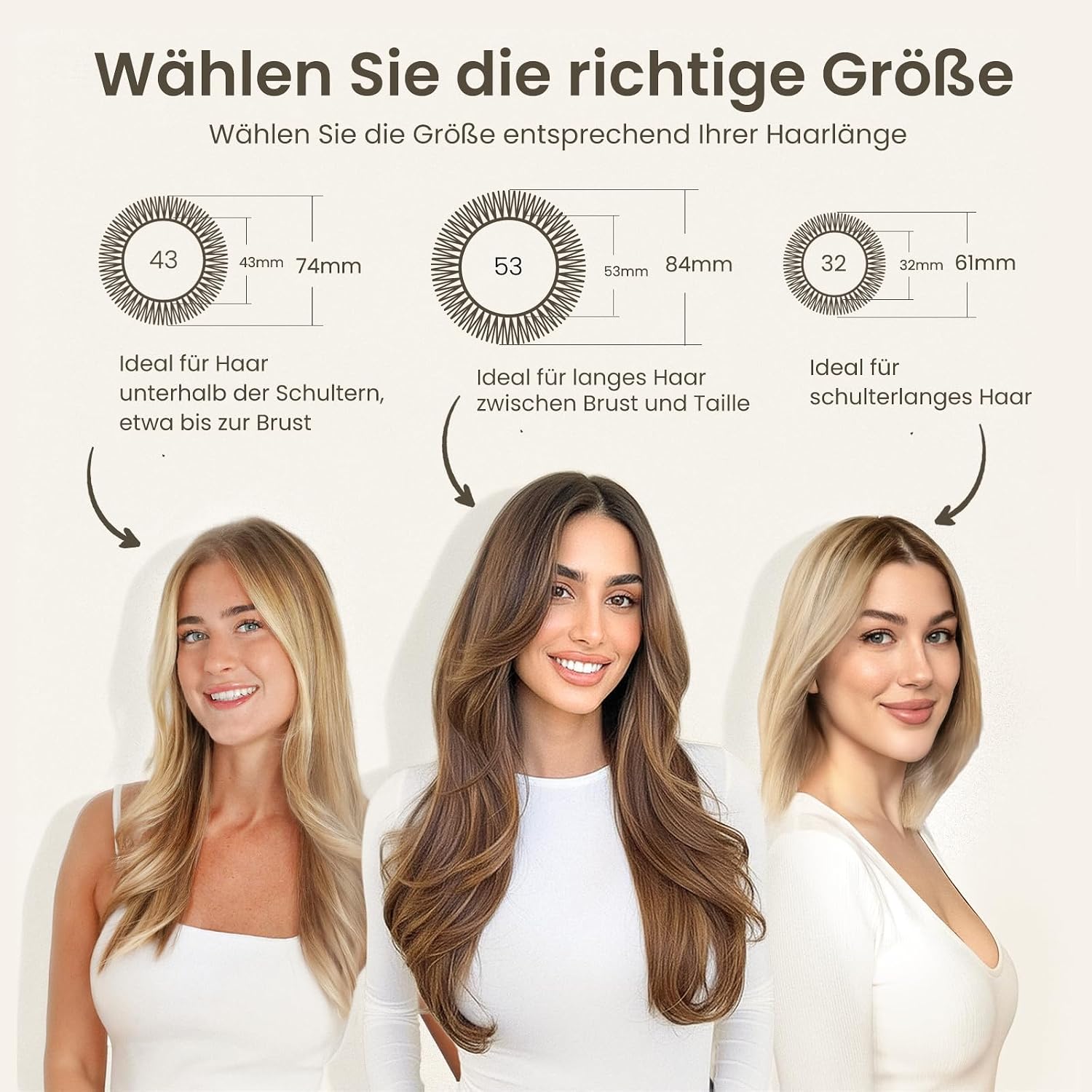 Detalle de AIMIKE Große Rundbürste 53 mm – Wildschweinborsten, Belüftete Aluminium-Trommel, rutschfester Griff