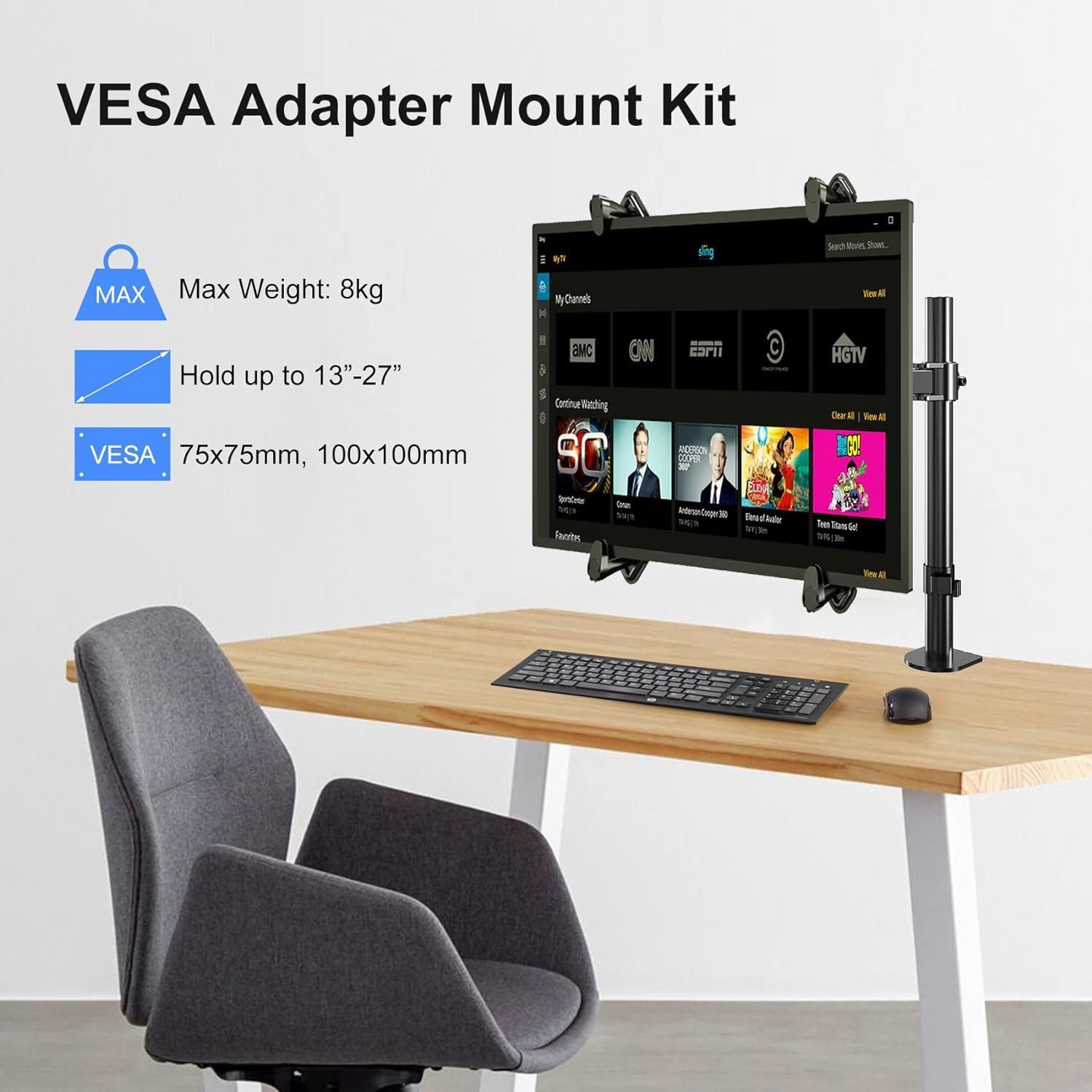 Detalle de Suptek WK002 Adattatore di Montaggio VESA per Monitor 13–27" non-VESA (75×75 mm e 100×100 mm)