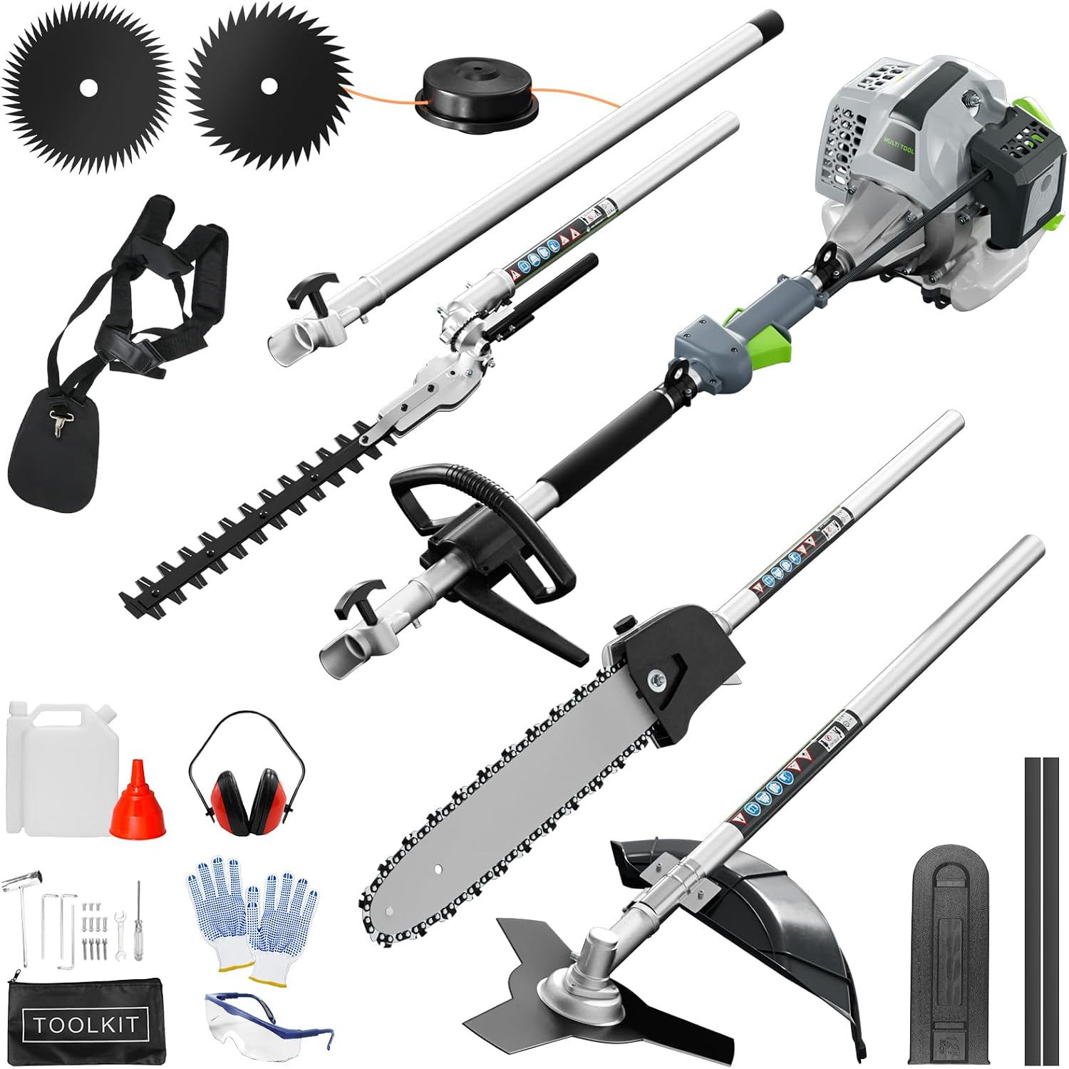 Detalle de Baococo 52CC Gas-Powered 6-in-1 String Trimmer with Pole Saw and Hedge Trimmer