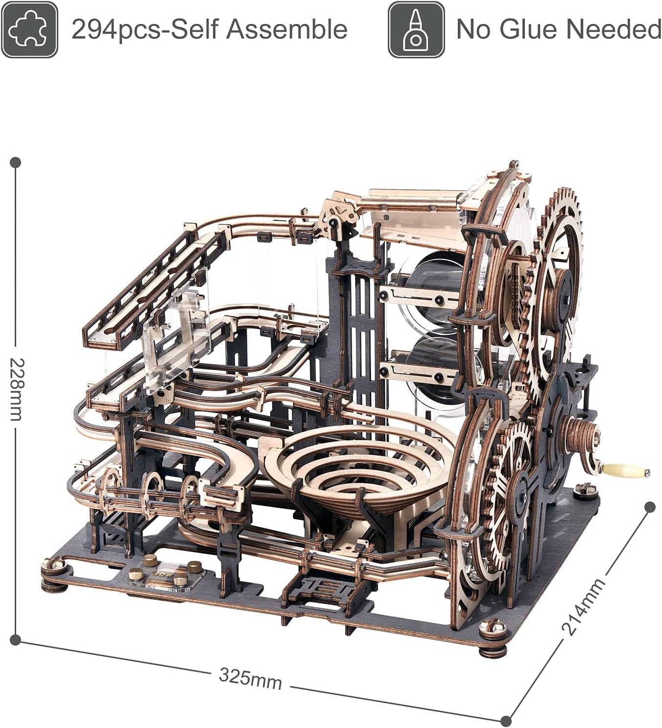 Detalle 2 de ROBOTIME LGA01 Night City-knikkerbaan, houten 3D-puzzel met stalen knikkers