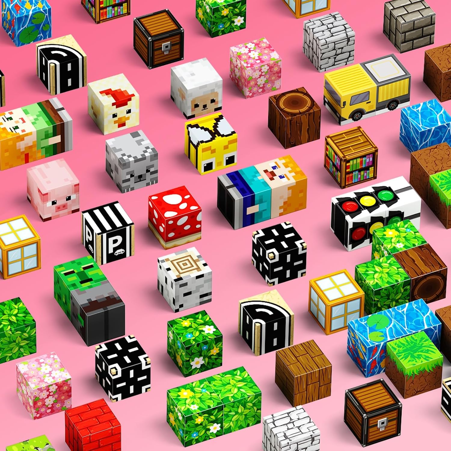 Thumbnail 6 de Magnetic Blocks 200PCS – Pink Sakura Traffic 0.8in for Kids 3+