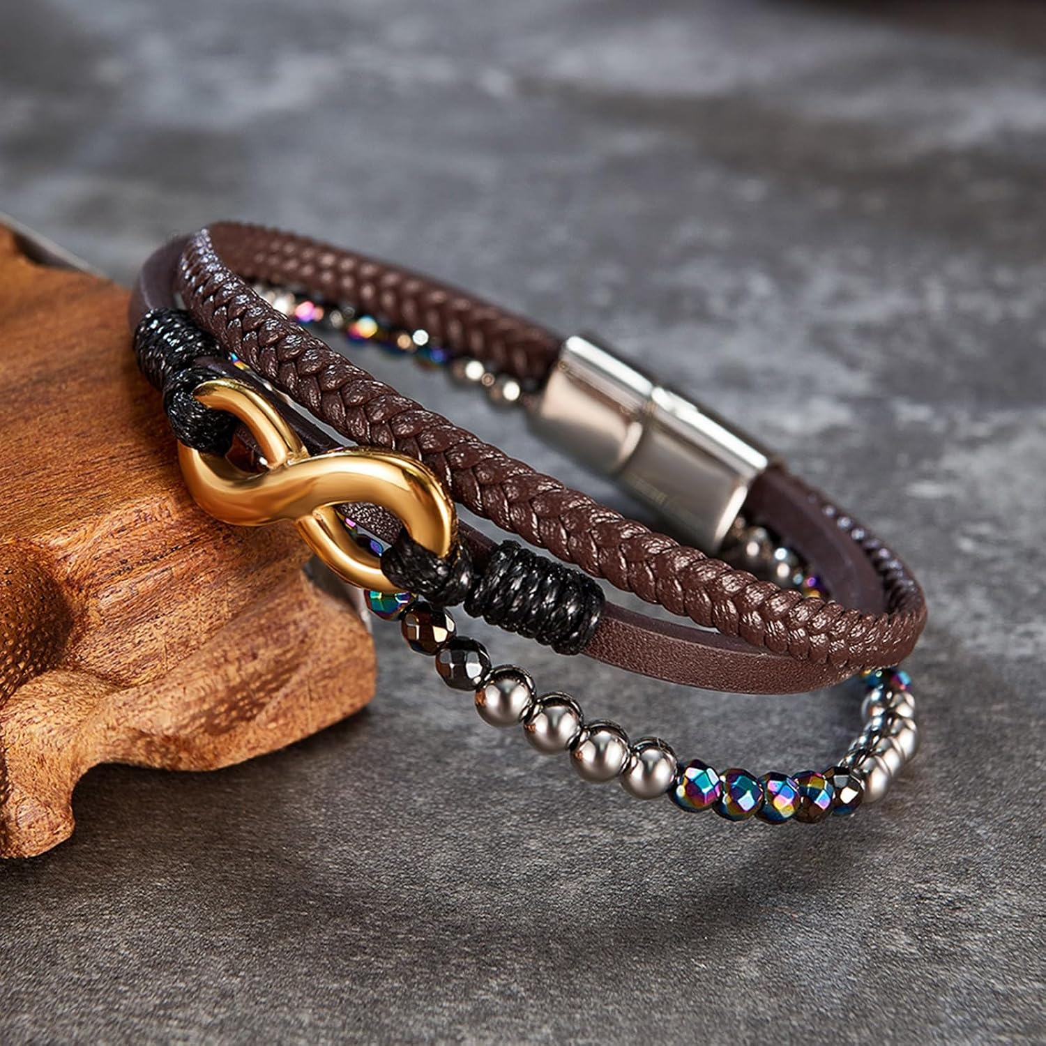 Detalle 2 de Cupimatch Bracelet cuir personnalisé en or