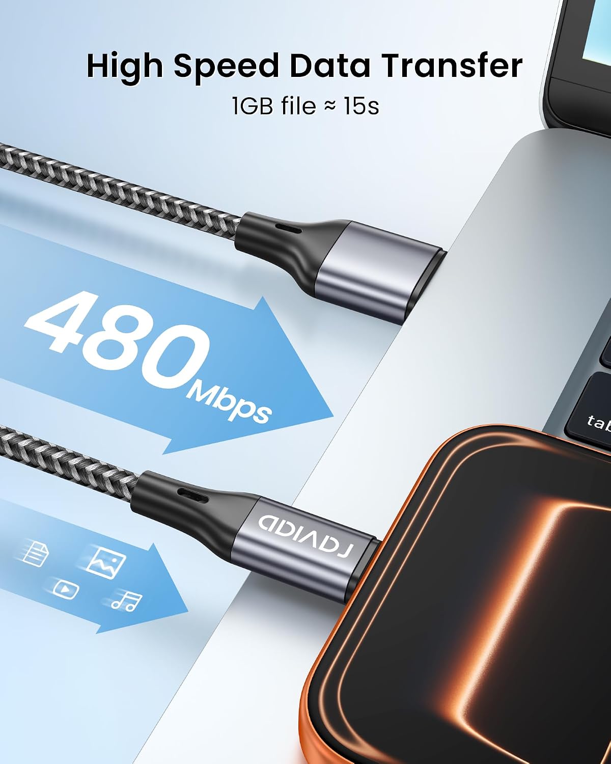 Detalle de RAVIAD Cavo USB Type-C 3 pezzi (0,3–1–2 m)